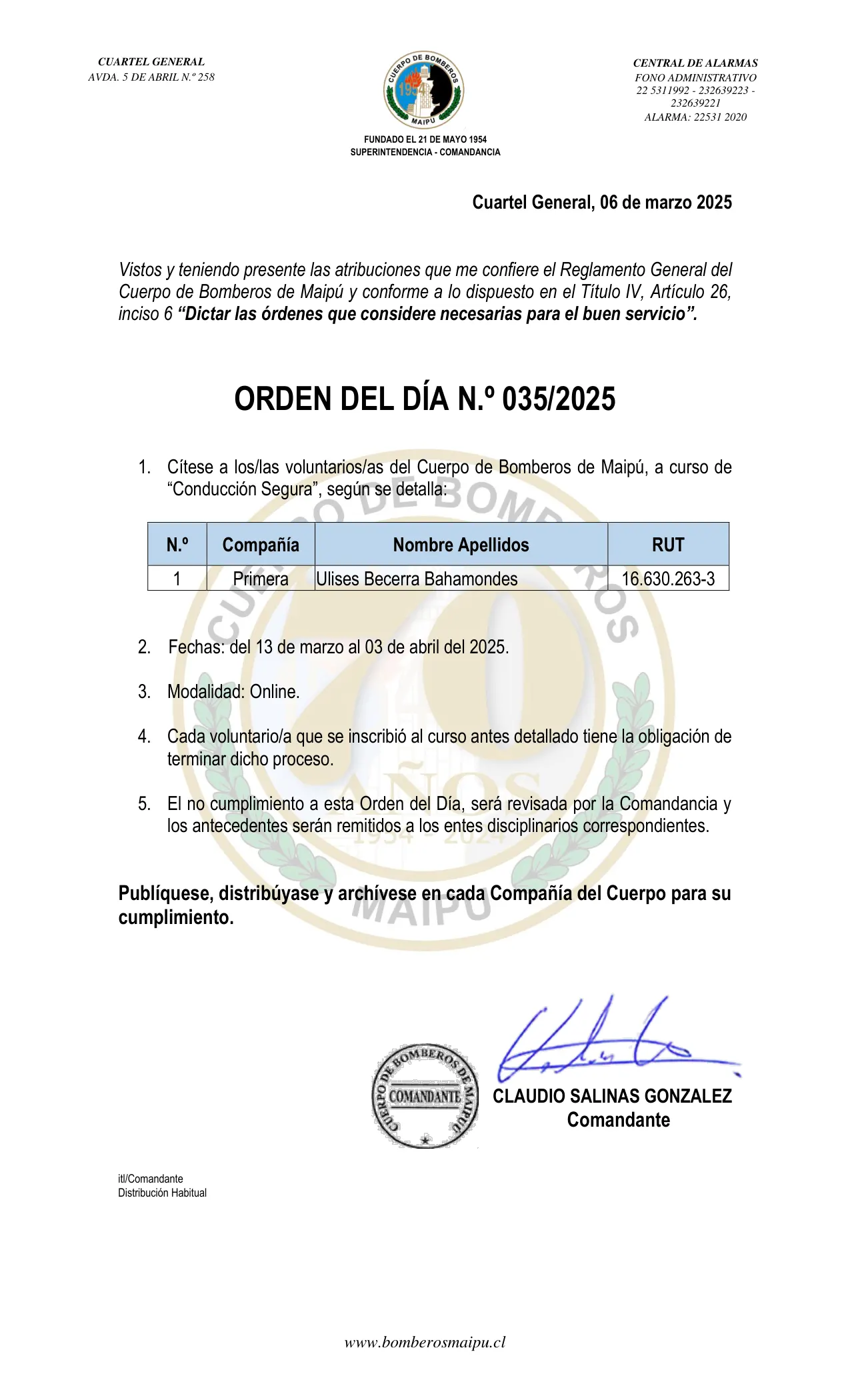 Página 1 de Orden del Día N° 35/2025