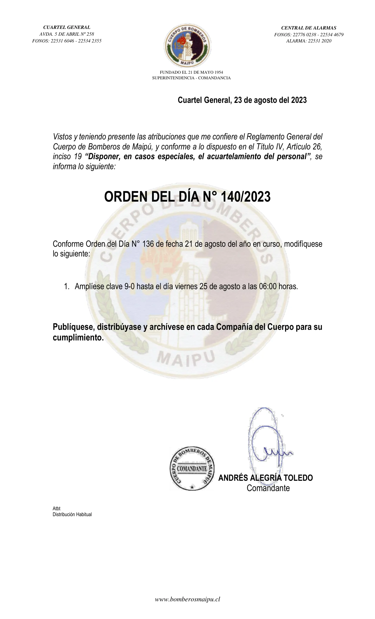 Página 1 de Orden del Día N° 140/2023