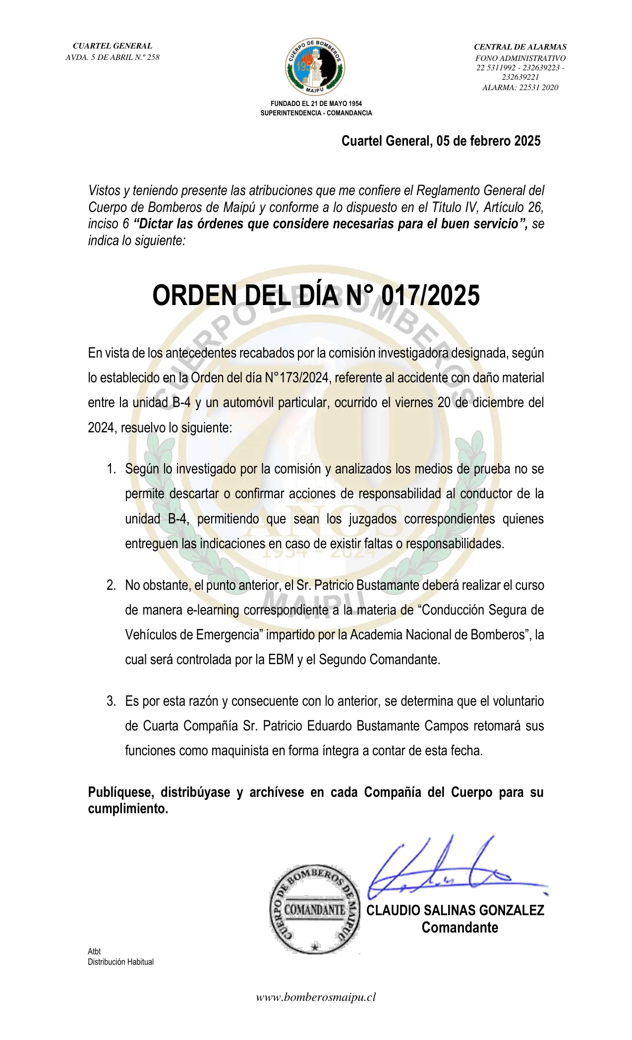 Página 1 de Orden del Día N° 17/2025