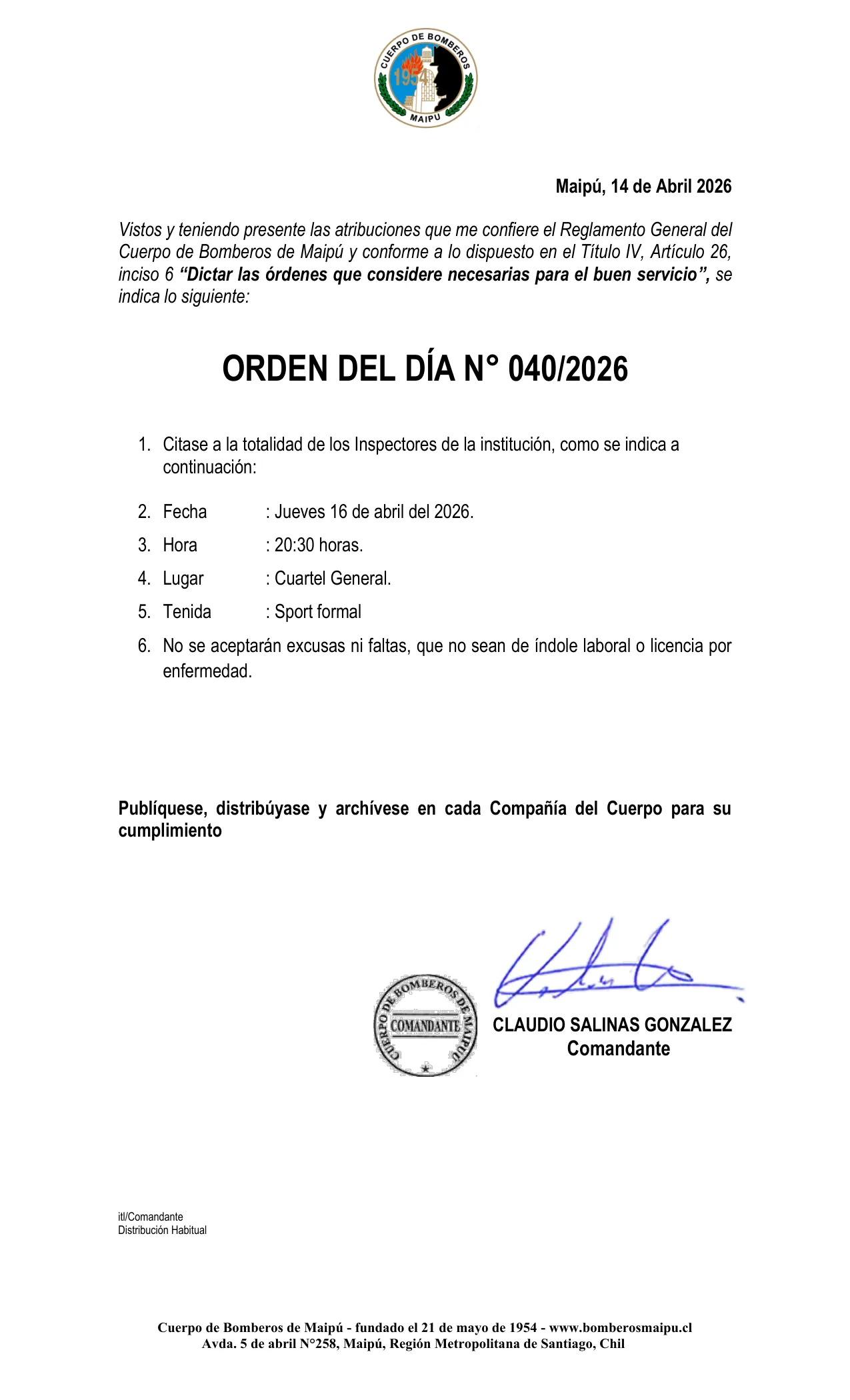 Página 1 de Orden del Día N° 40/2026