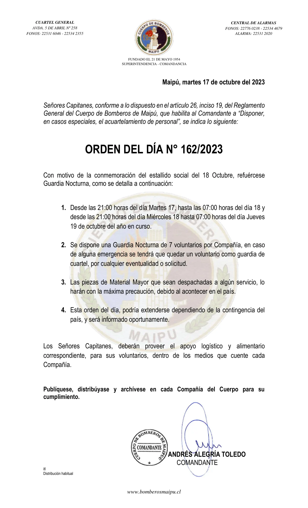 Página 1 de Orden del Día N° 162/2023