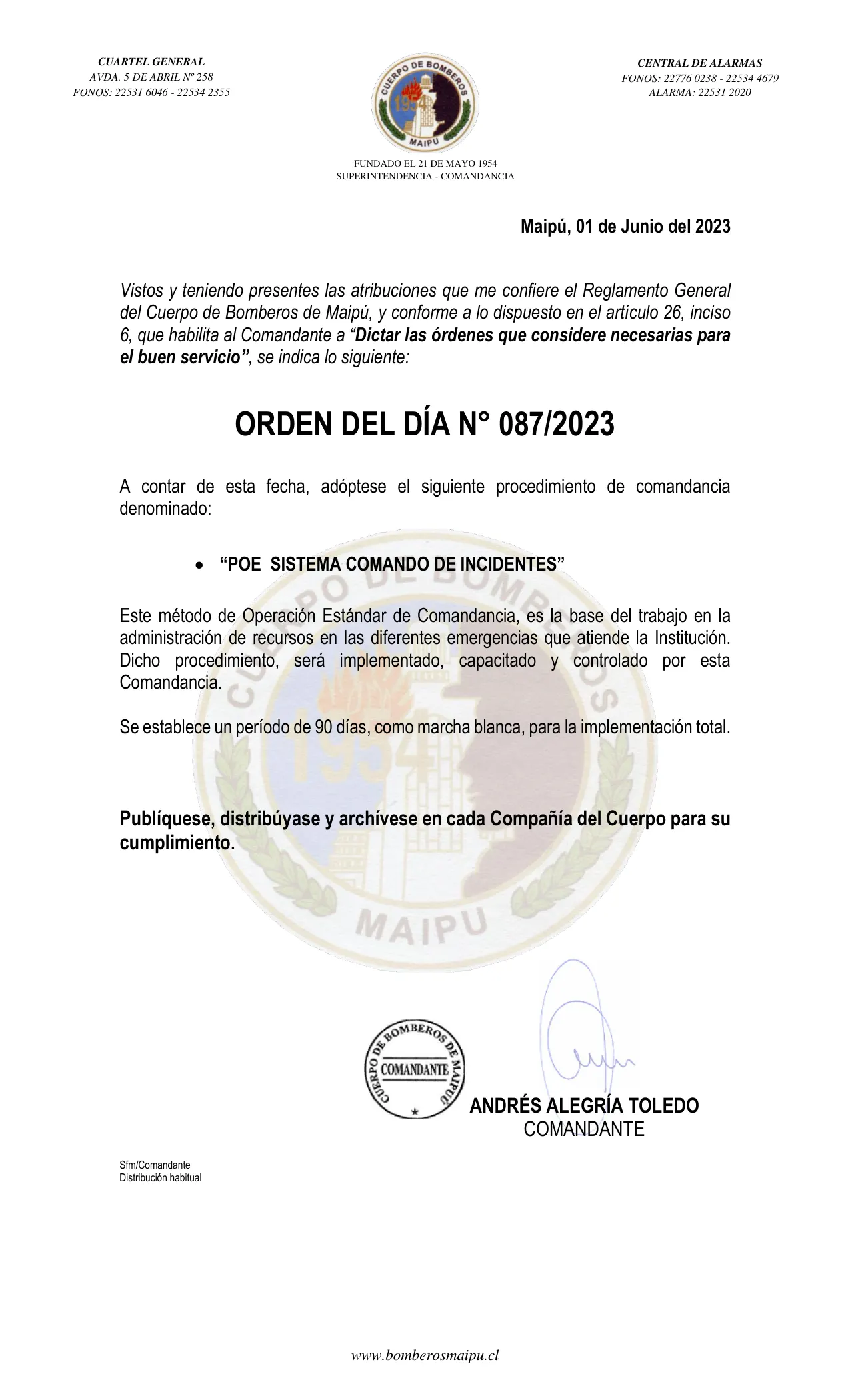 Página 1 de Orden del Día N° 87/2023