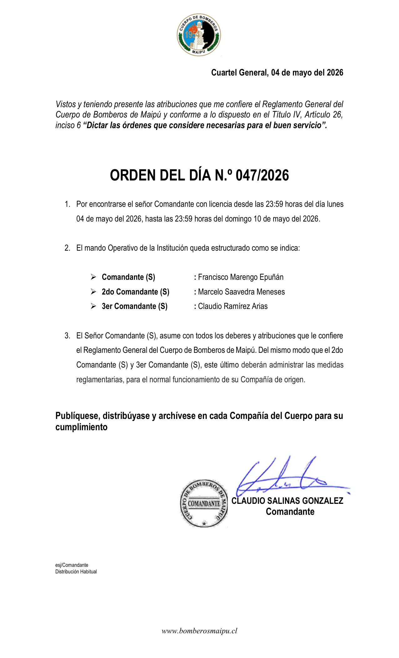 Página 1 de Orden del Día N° 47/2026