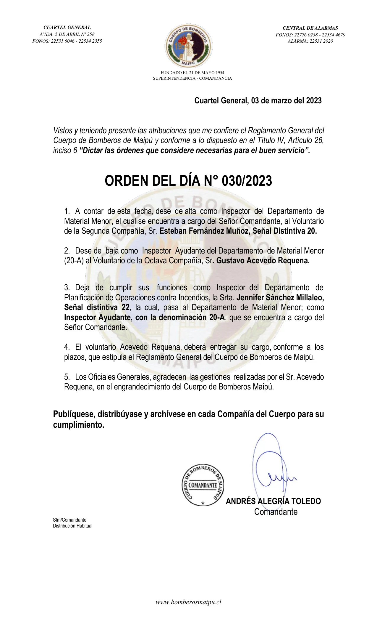 Página 1 de Orden del Día N° 30/2023