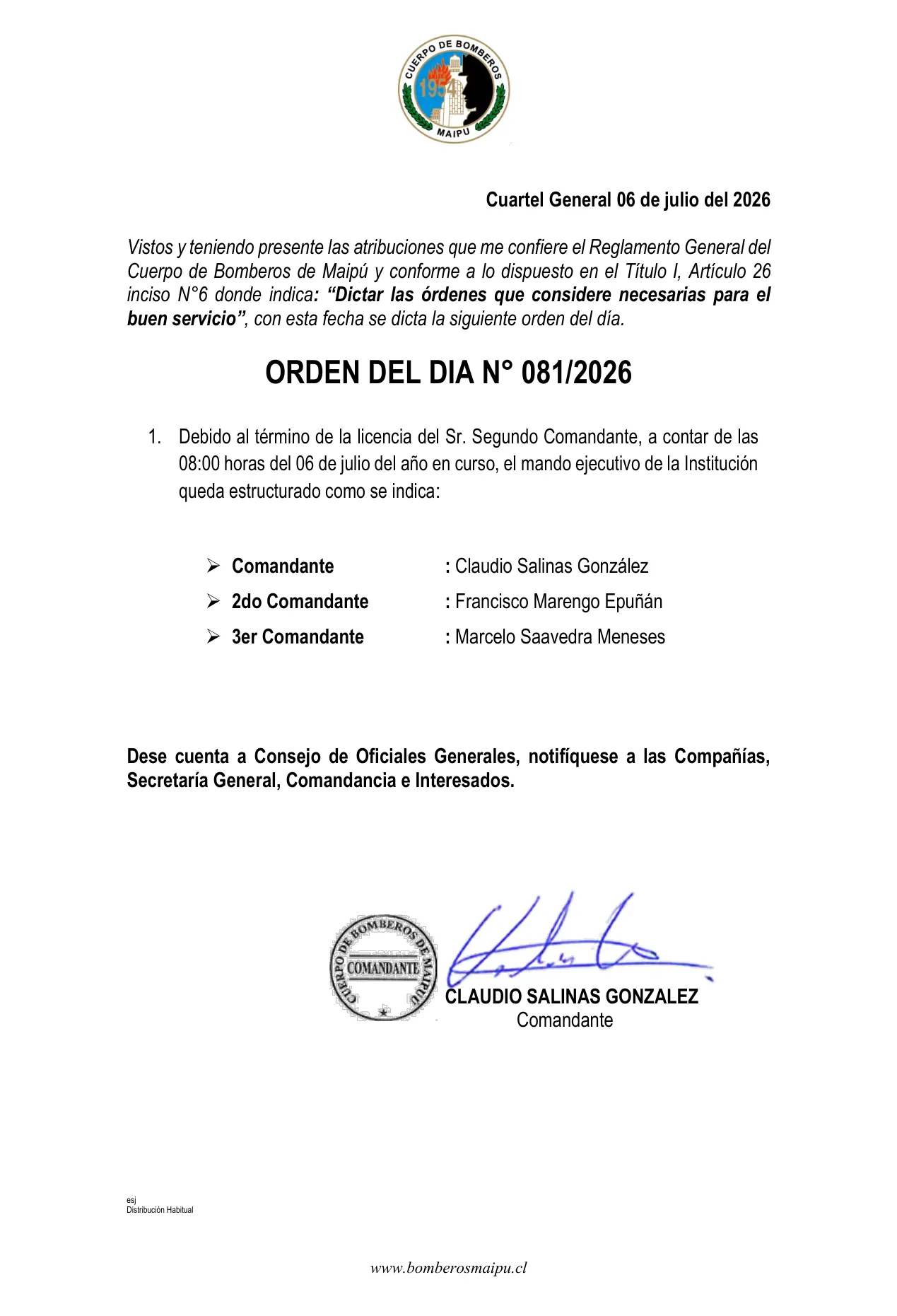 Orden del Día N° 81/2026