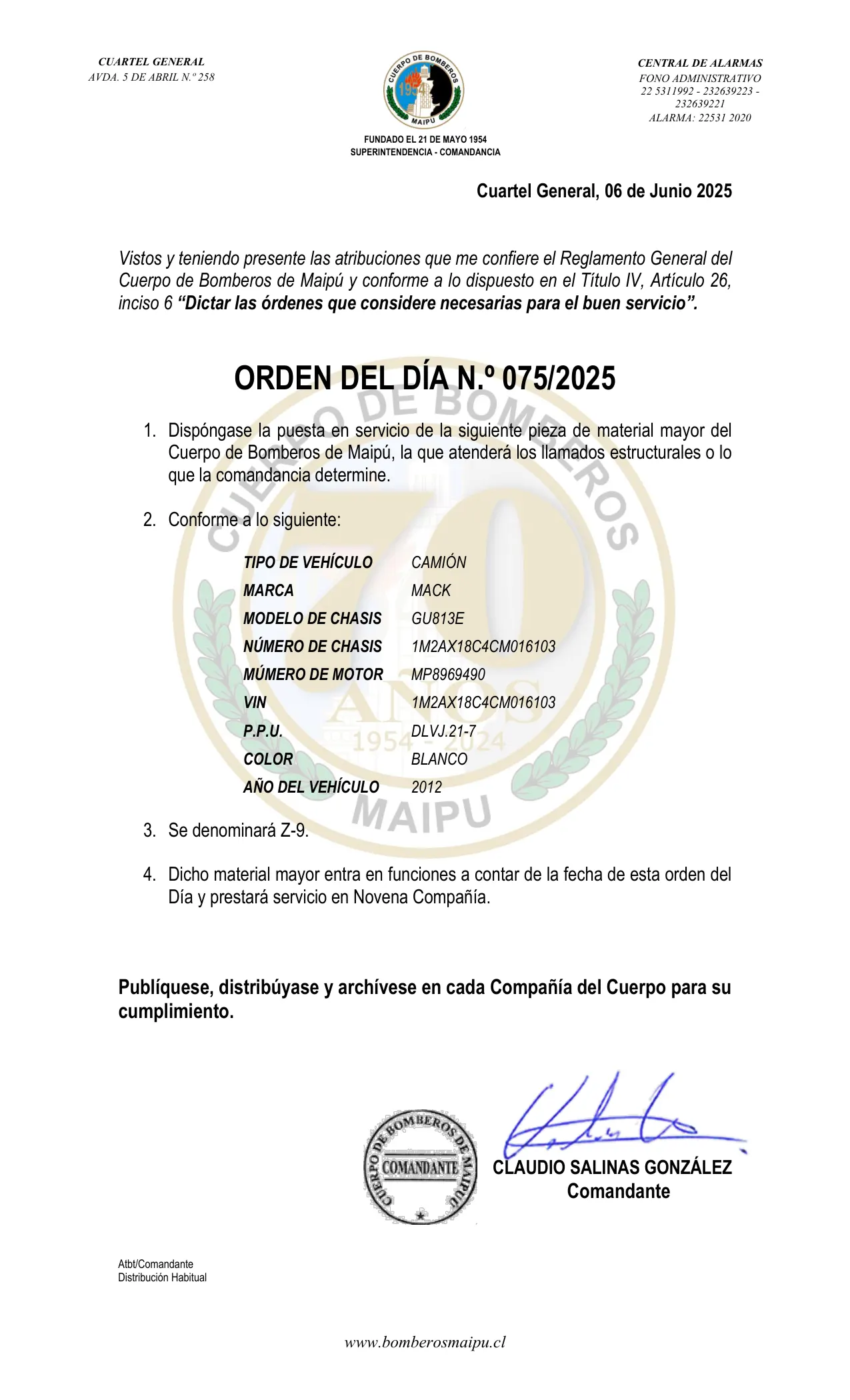 Orden del Día N° 75/2025