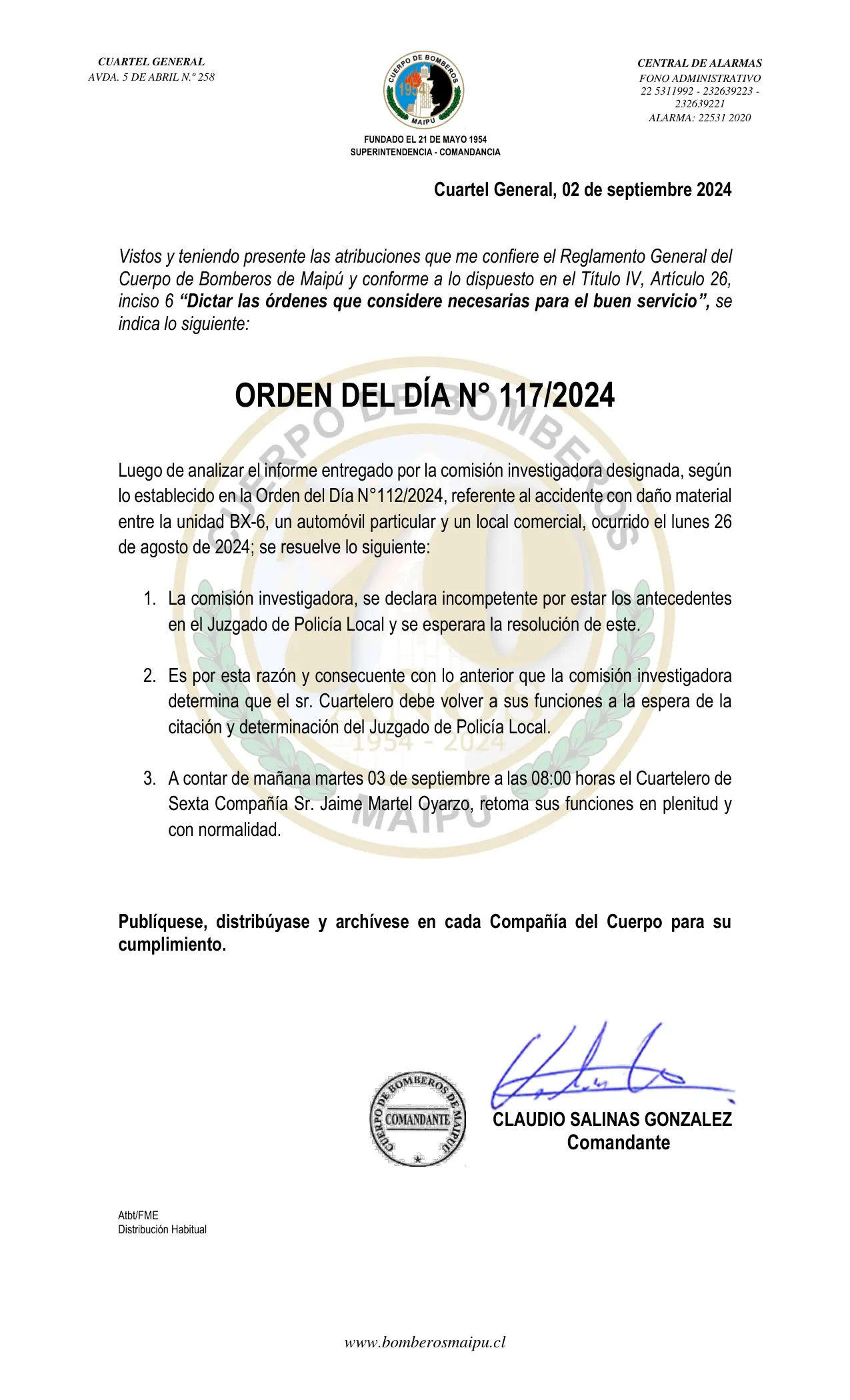 Página 1 de Orden del Día N° 117/2024
