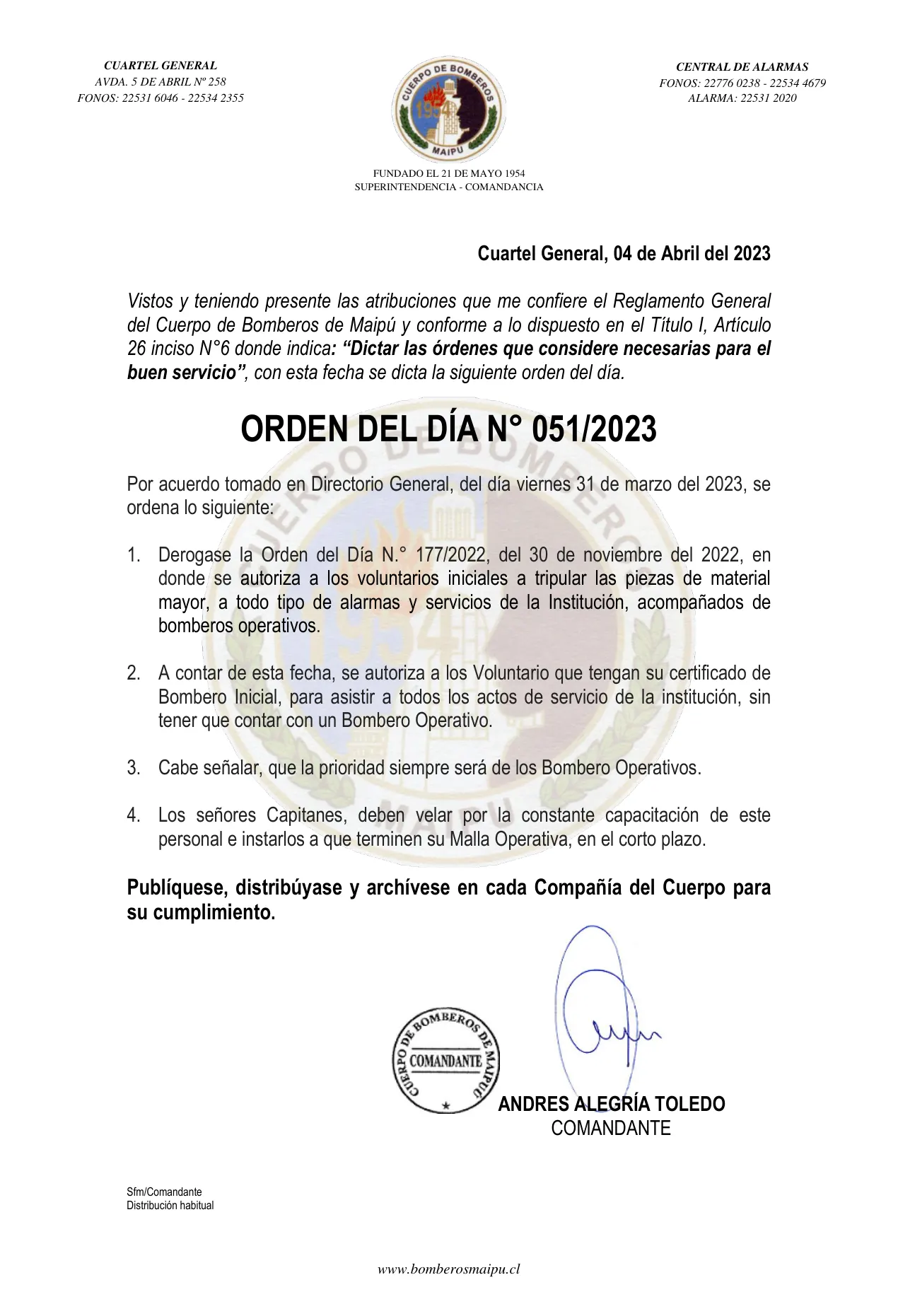 Página 1 de Orden del Día N° 51/2023