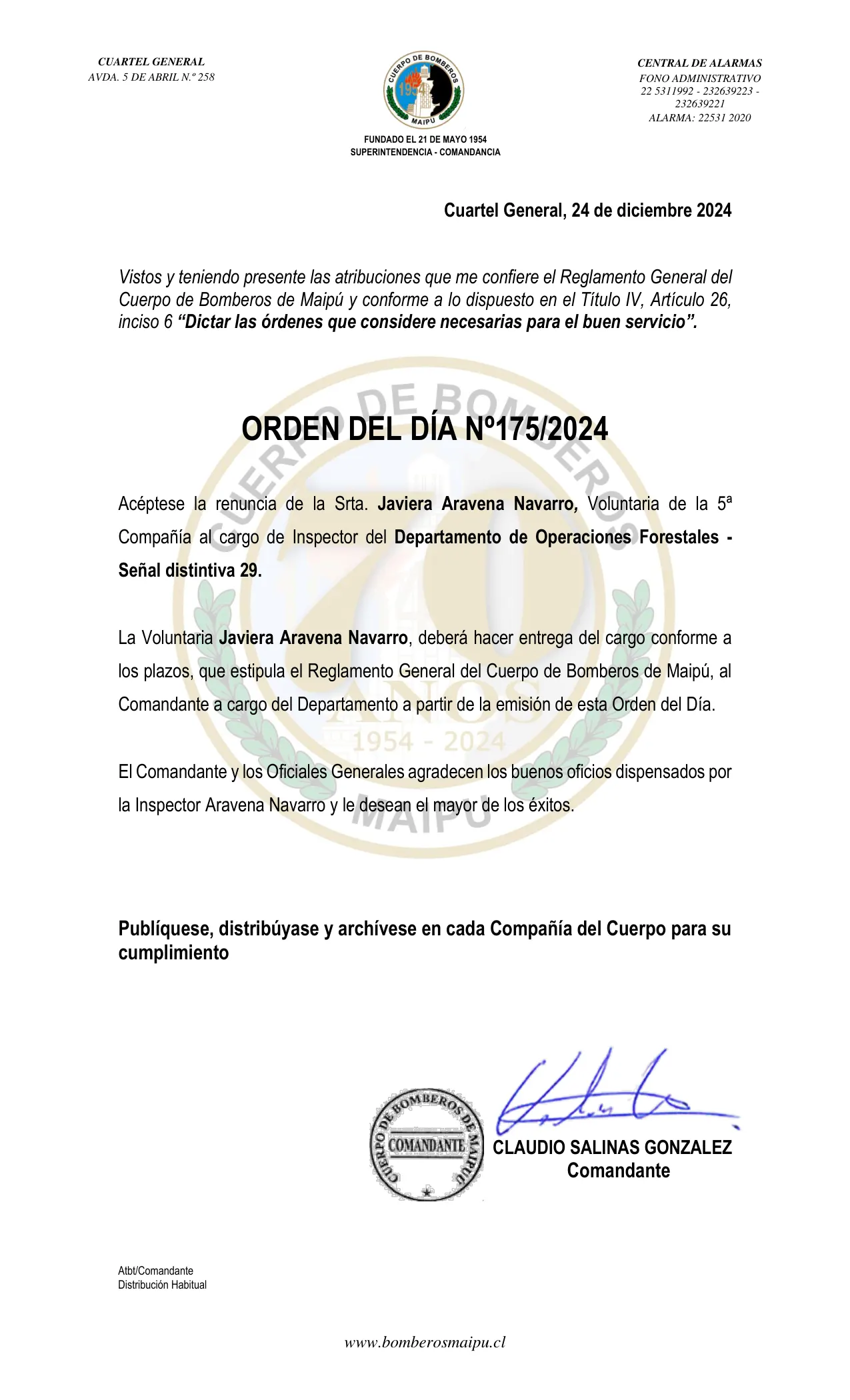 Página 1 de Orden del Día N° 175/2024