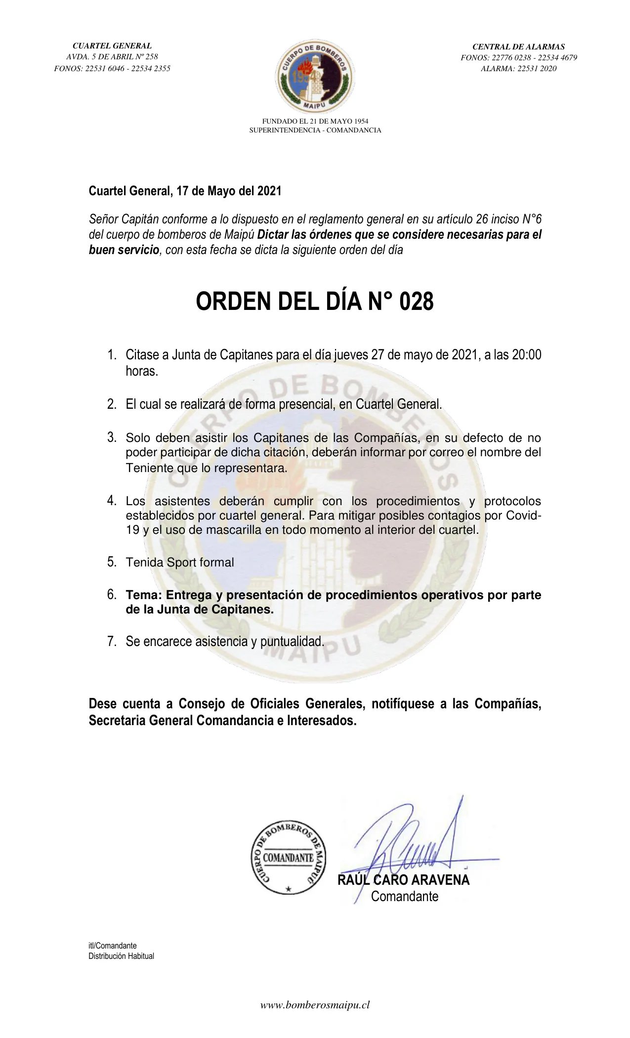 Página 1 de Orden del Día N° 28/2021