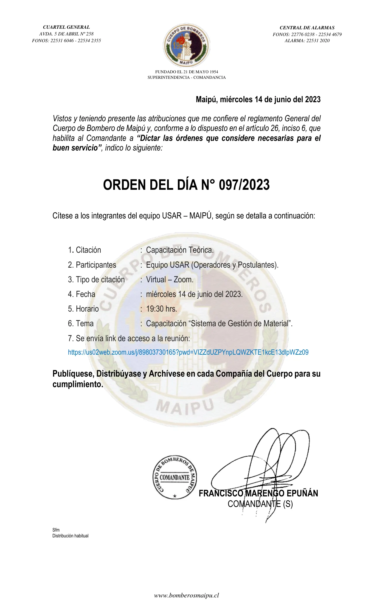 Página 1 de Orden del Día N° 97/2023