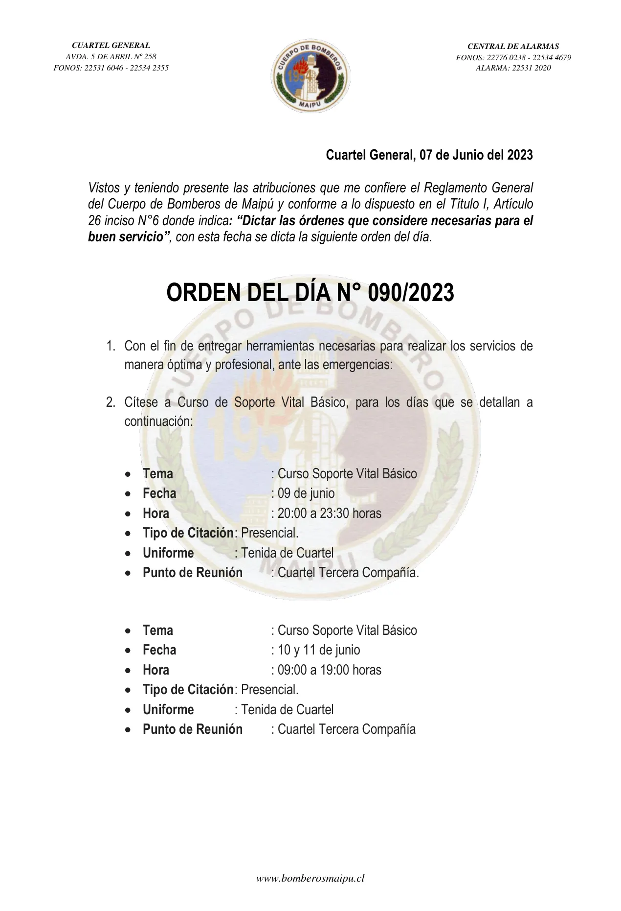 Página 1 de Orden del Día N° 90/2023