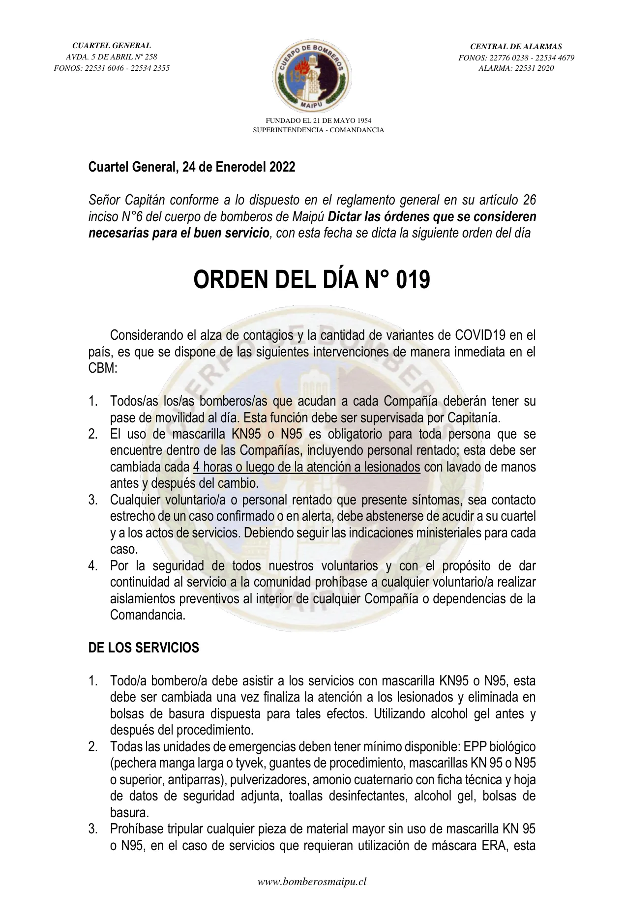 Página 1 de Orden del Día N° 19/2022