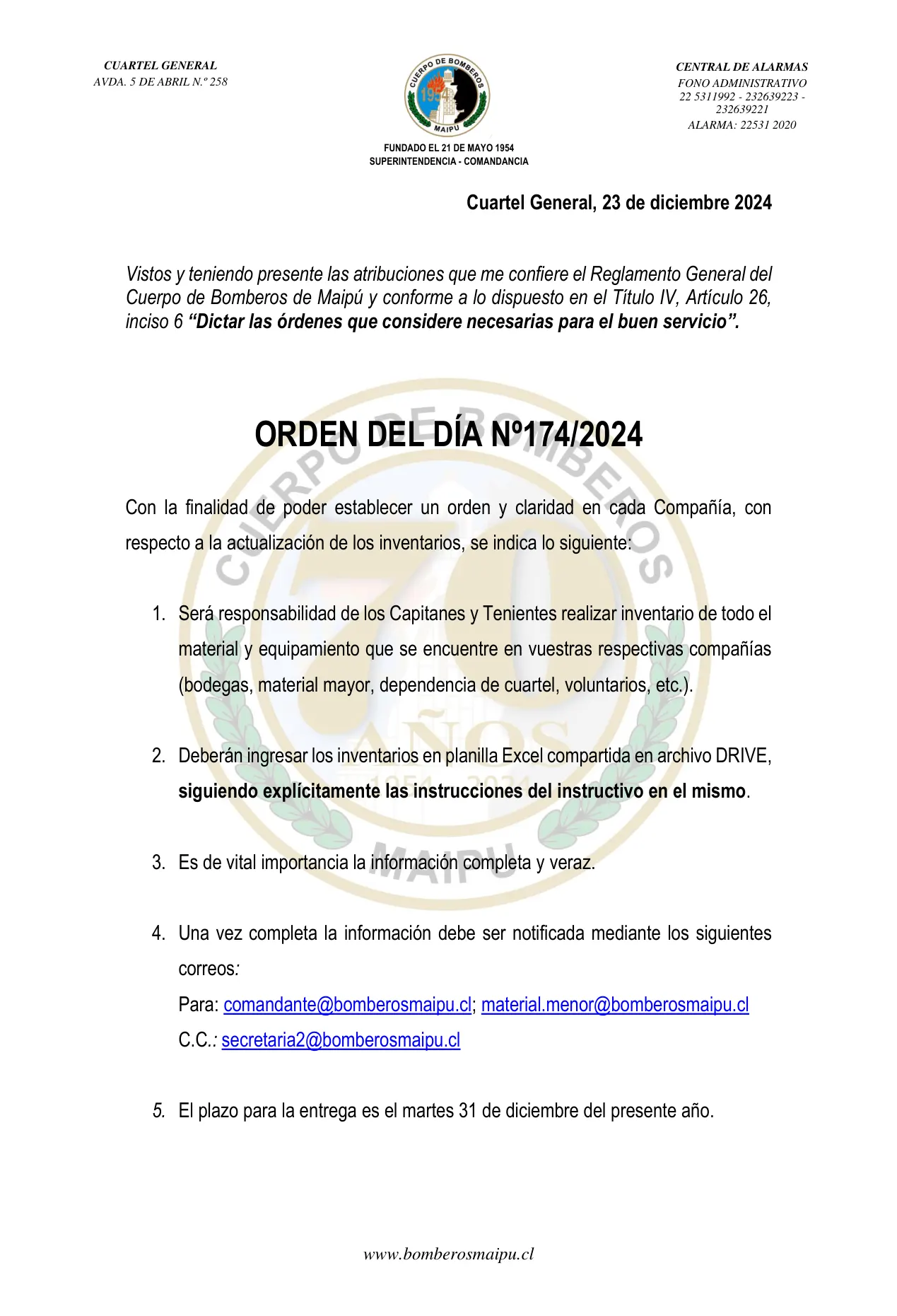Página 1 de Orden del Día N° 174/2024