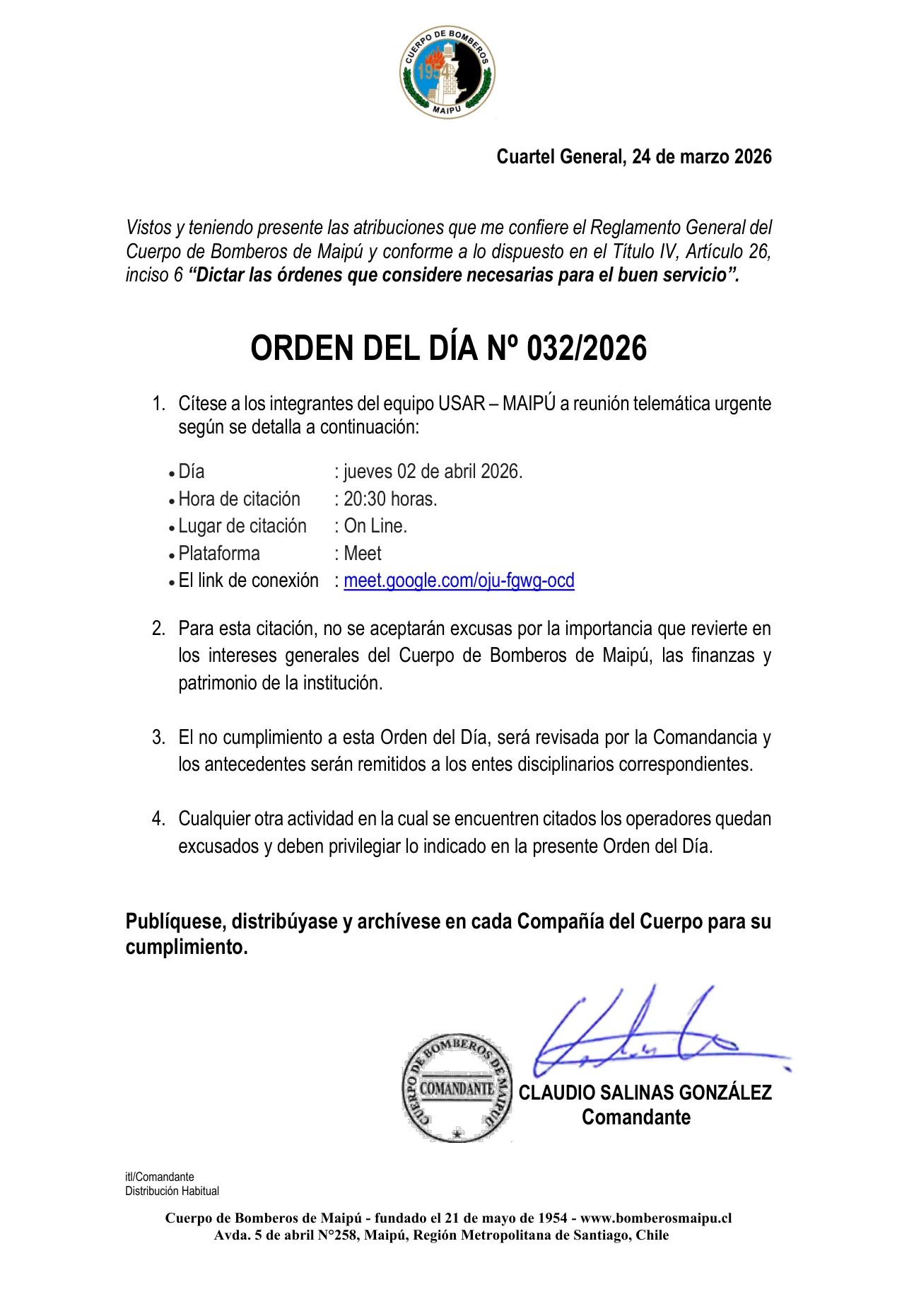Página 1 de Orden del Día N° 32/2026