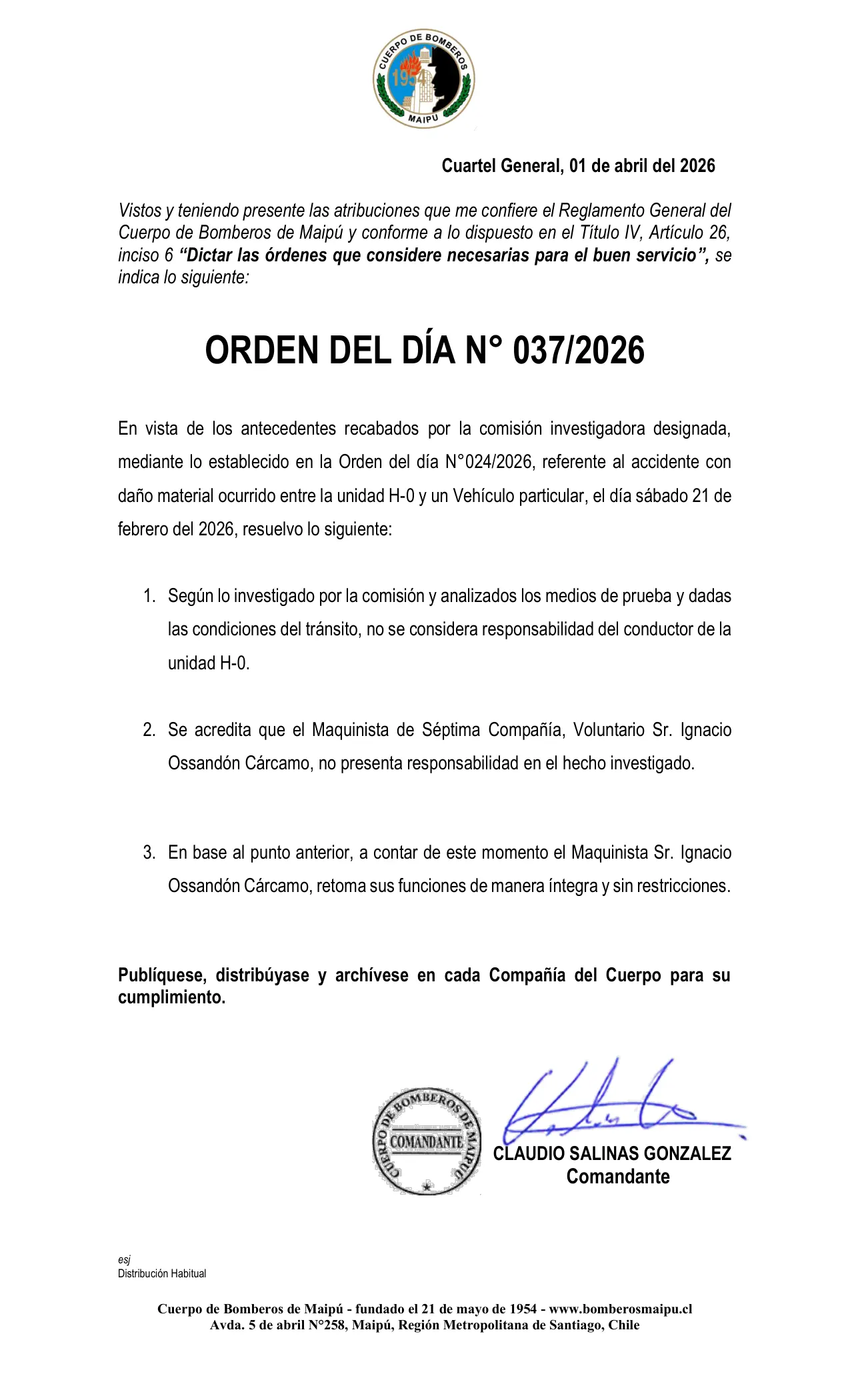 Página 1 de Orden del Día N° 37/2026