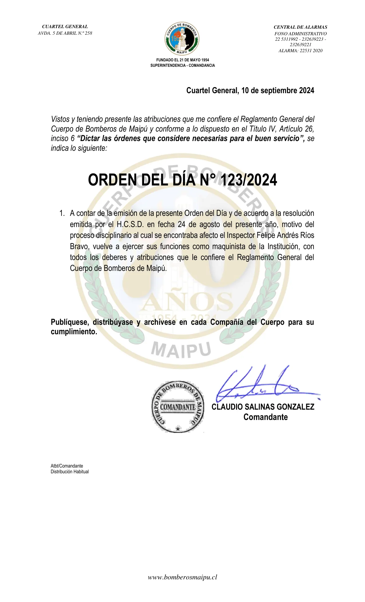 Página 1 de Orden del Día N° 123/2024