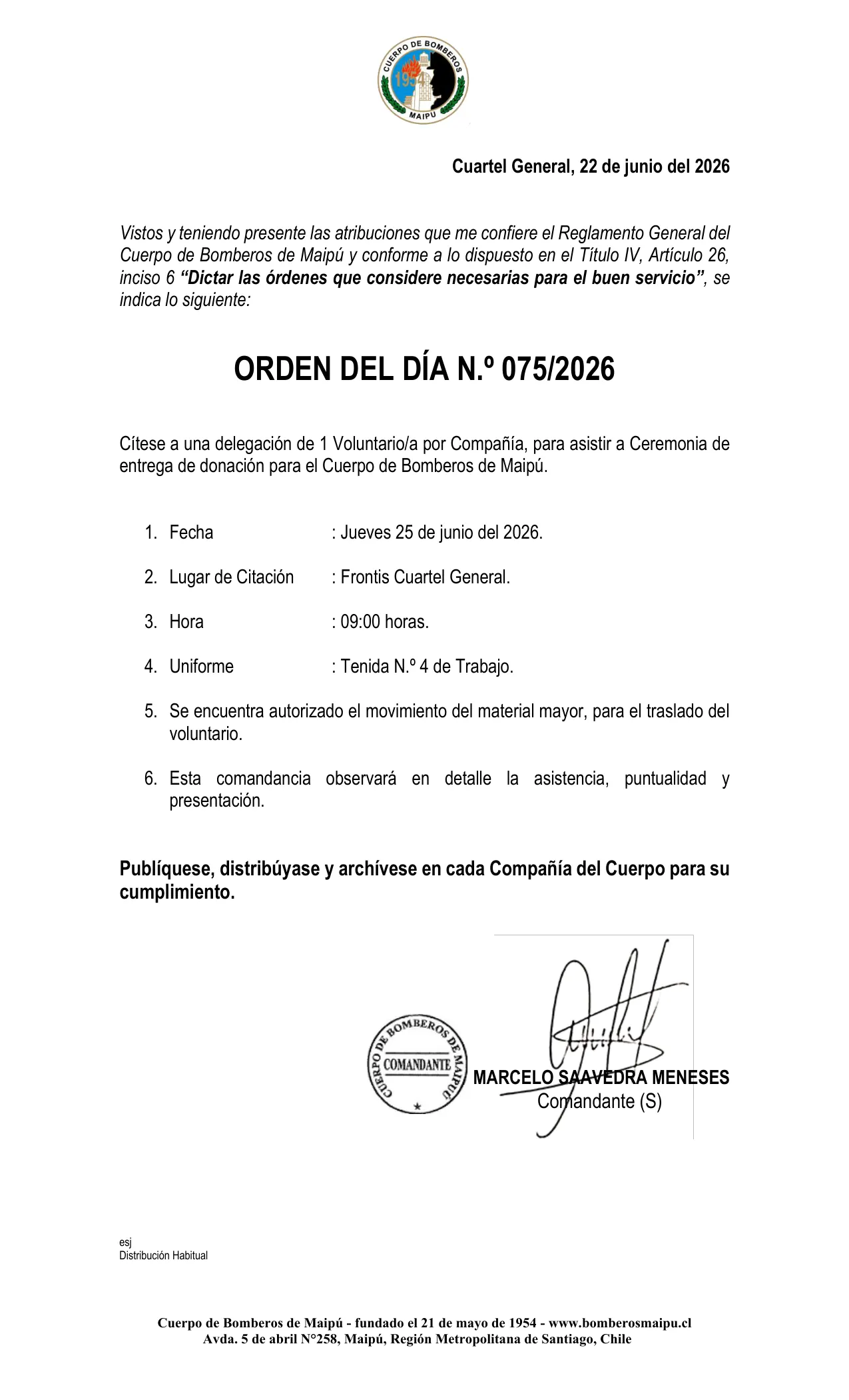 Orden del Día N° 75/2026