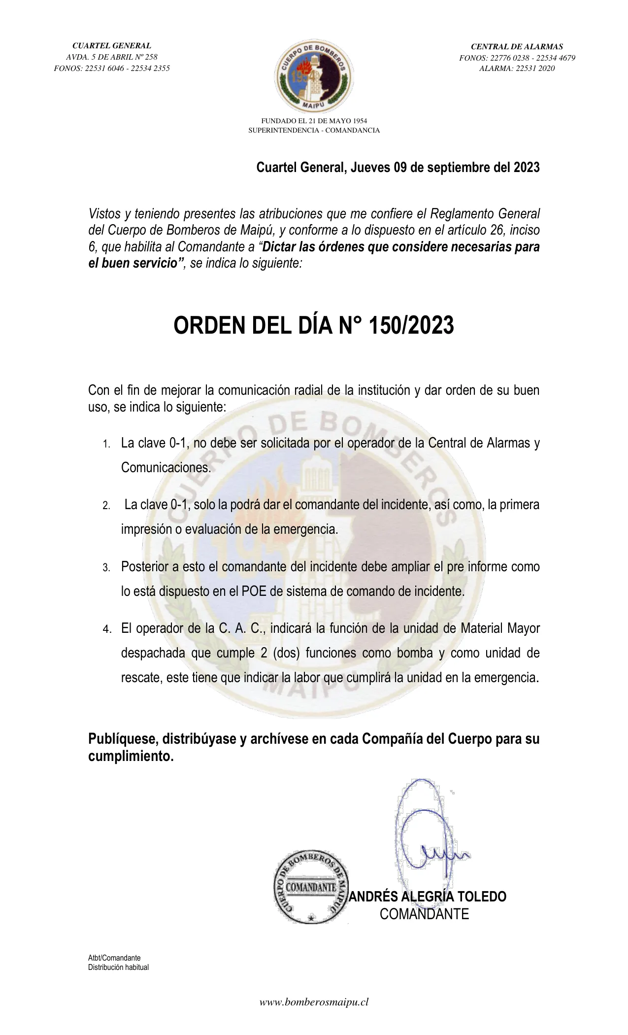 Página 1 de Orden del Día N° 150/2023