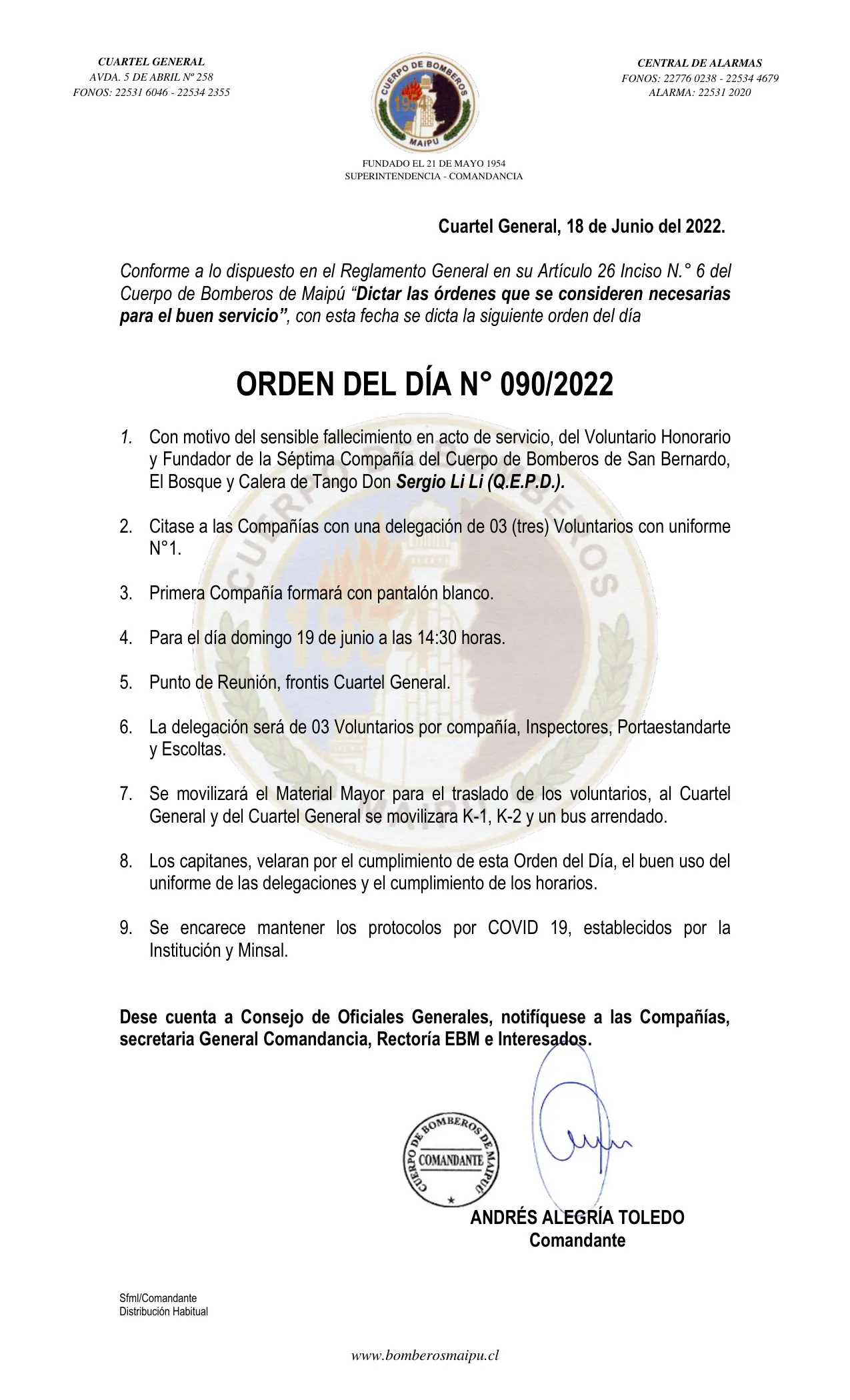 Página 1 de Orden del Día N° 90/2022