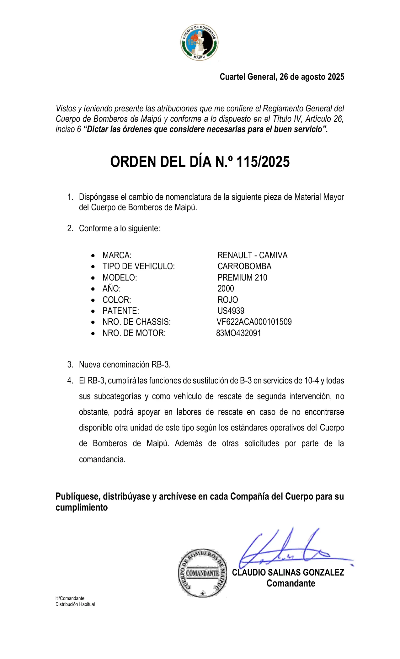 Orden del Día N° 115/2025