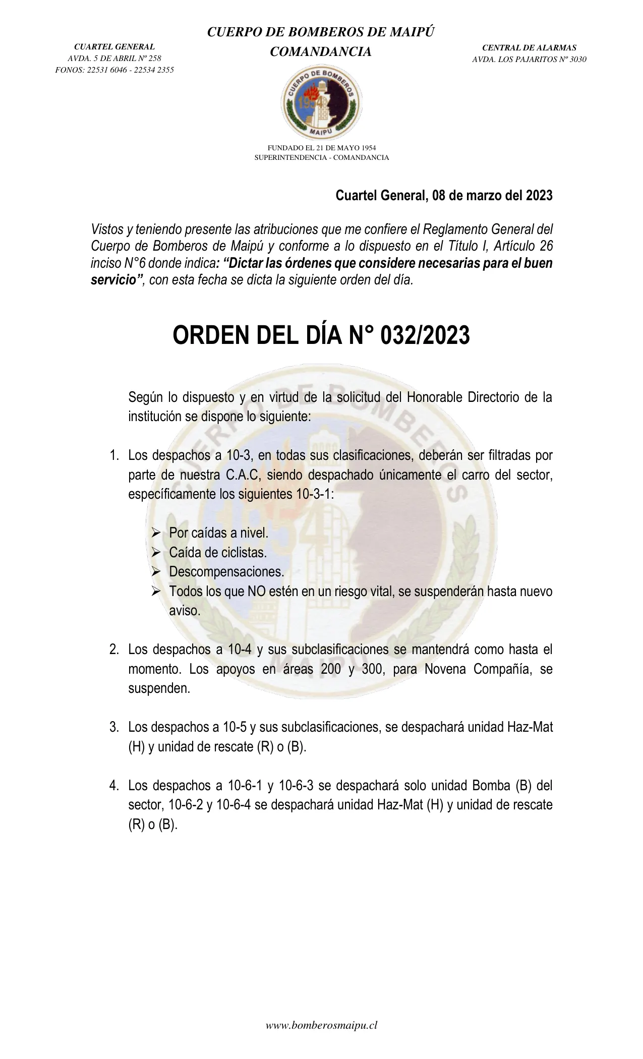 Página 1 de Orden del Día N° 32/2023