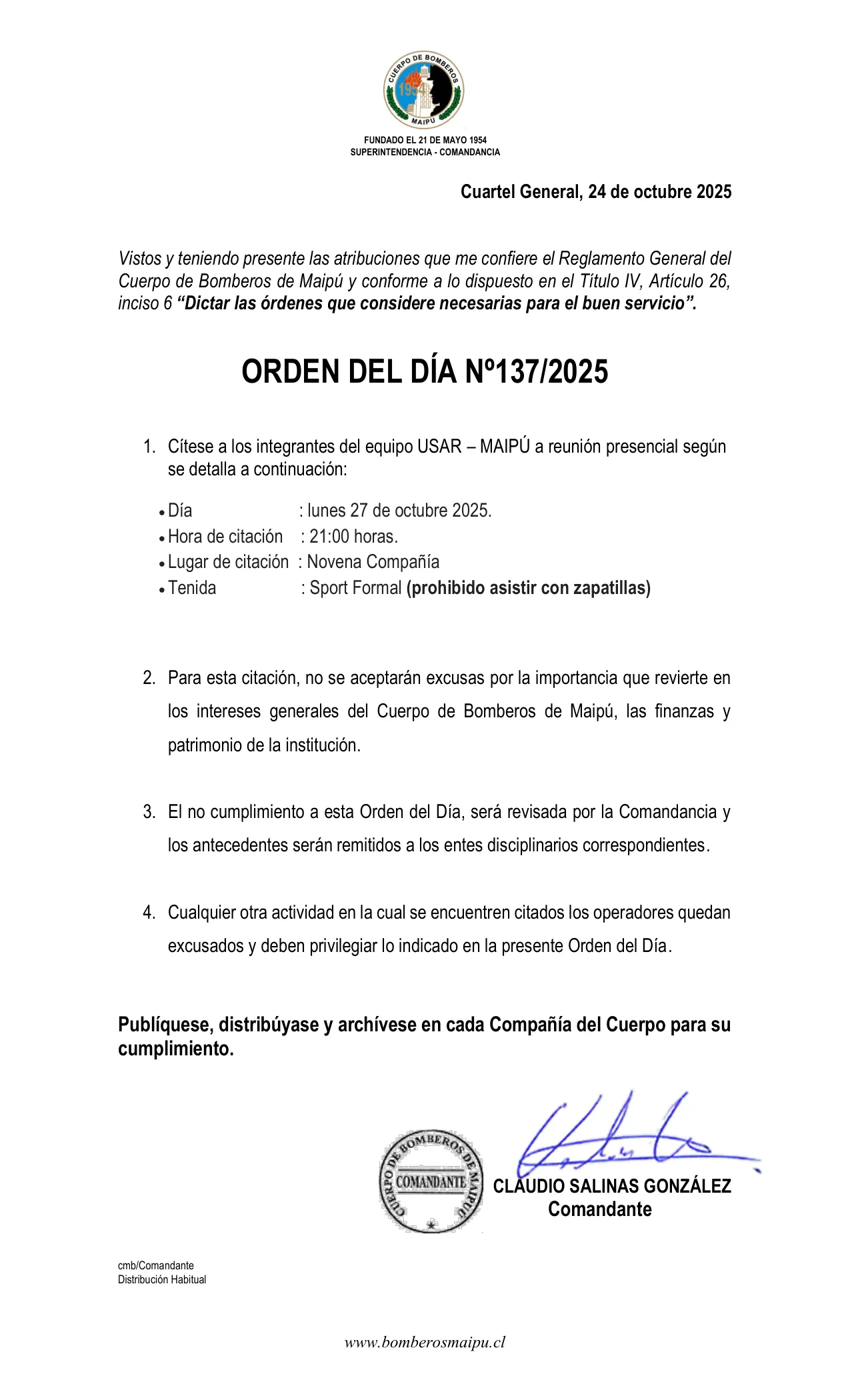 Orden del Día N° 137/2025