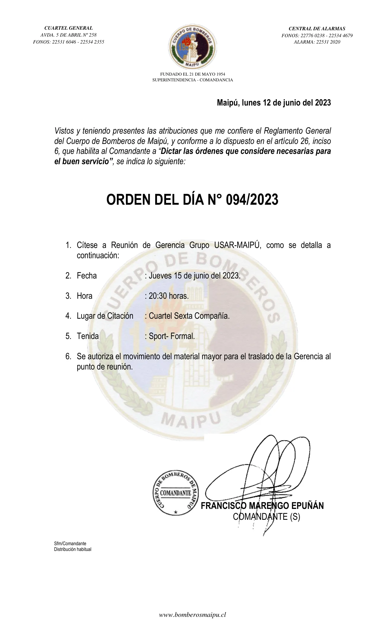 Página 1 de Orden del Día N° 94/2023