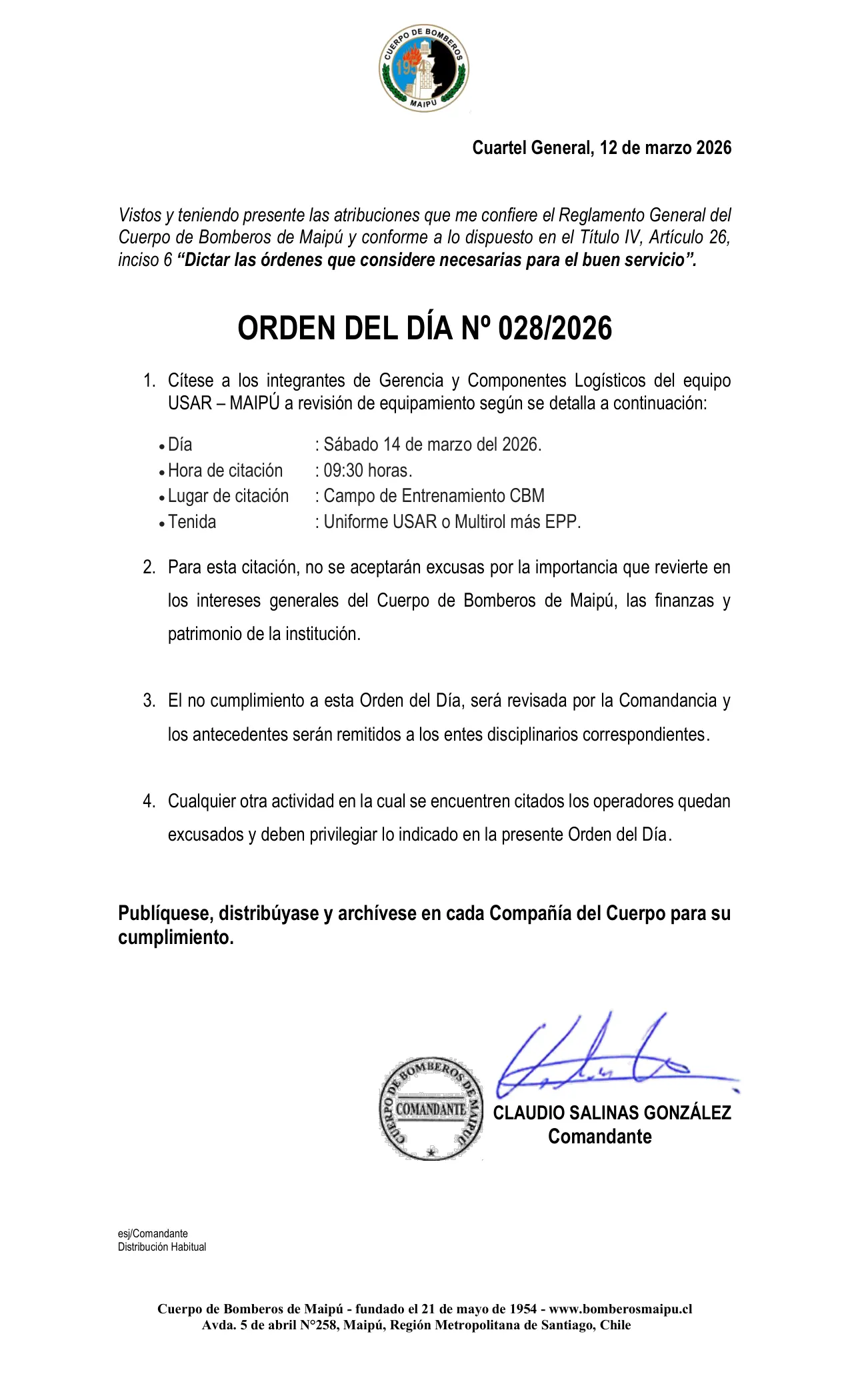 Página 1 de Orden del Día N° 28/2026