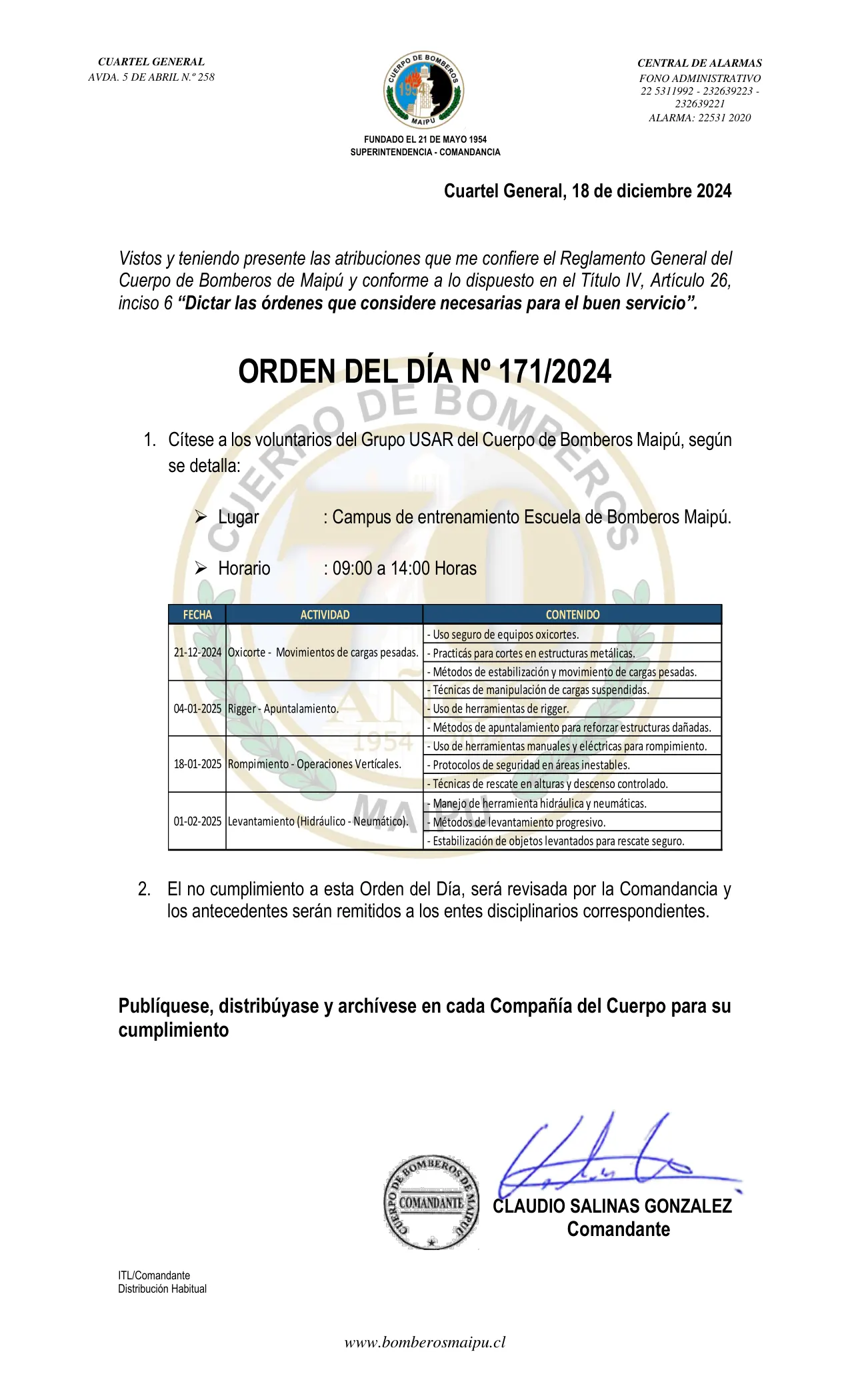 Página 1 de Orden del Día N° 171/2024