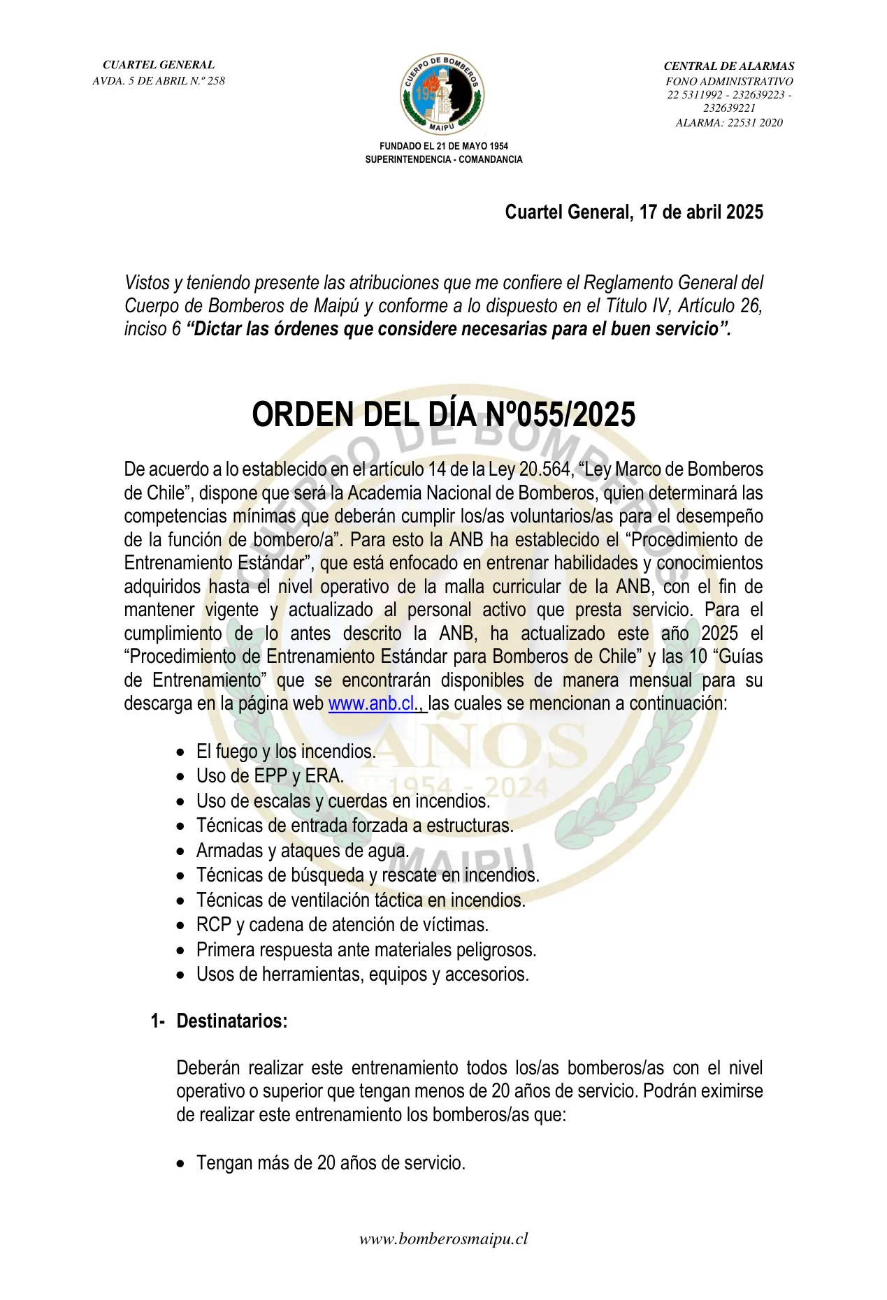 Orden del Día N° 55/2025