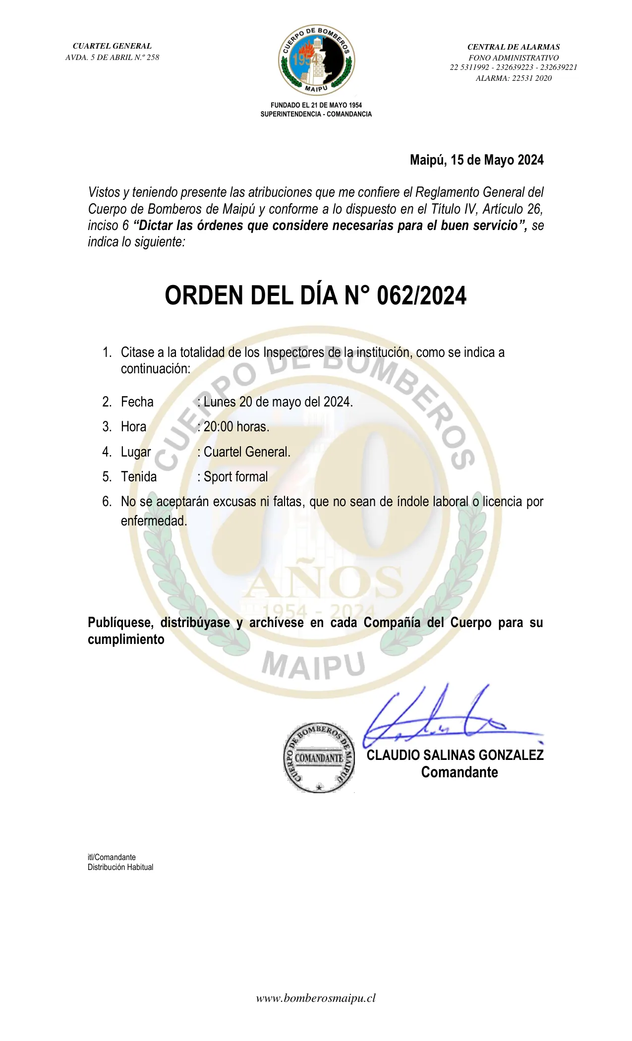Página 1 de Orden del Día N° 62/2024