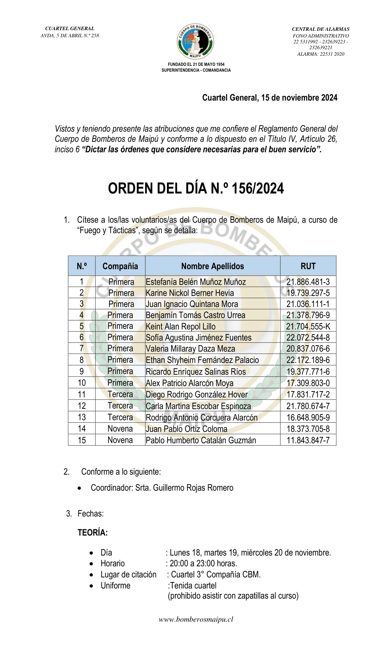 Página 1 de Orden del Día N° 156/2024