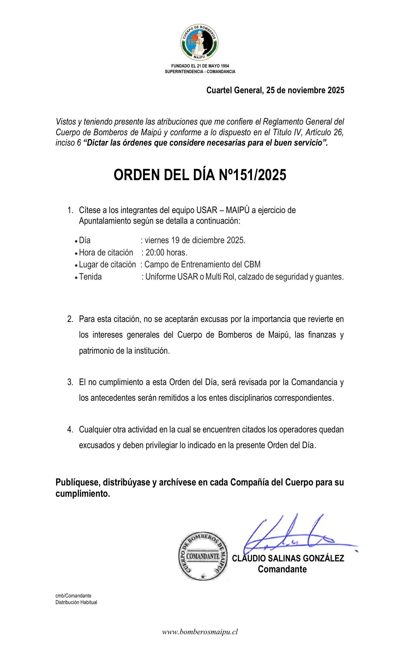 Página 1 de Orden del Día N° 151/2025