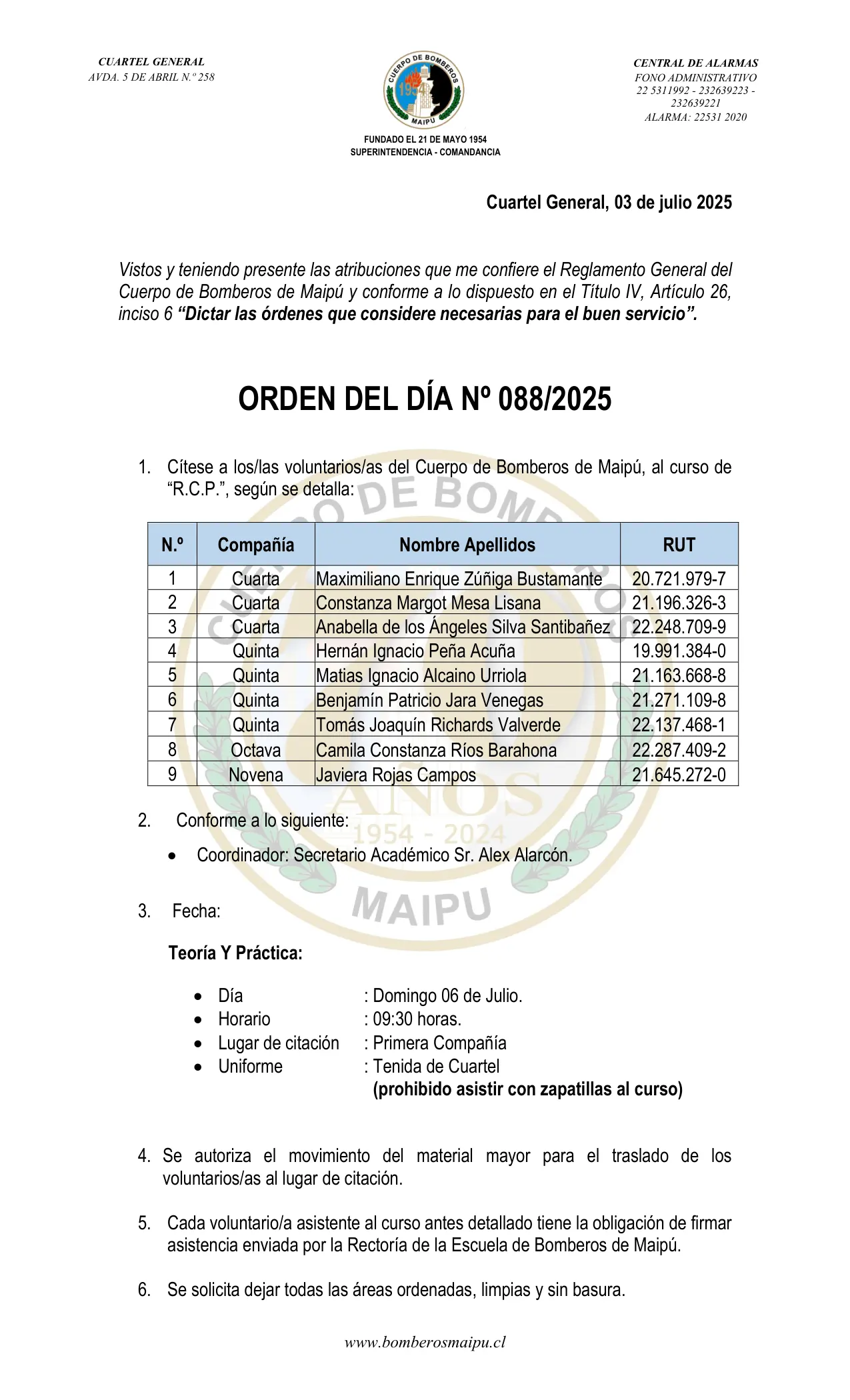 Orden del Día N° 88/2025