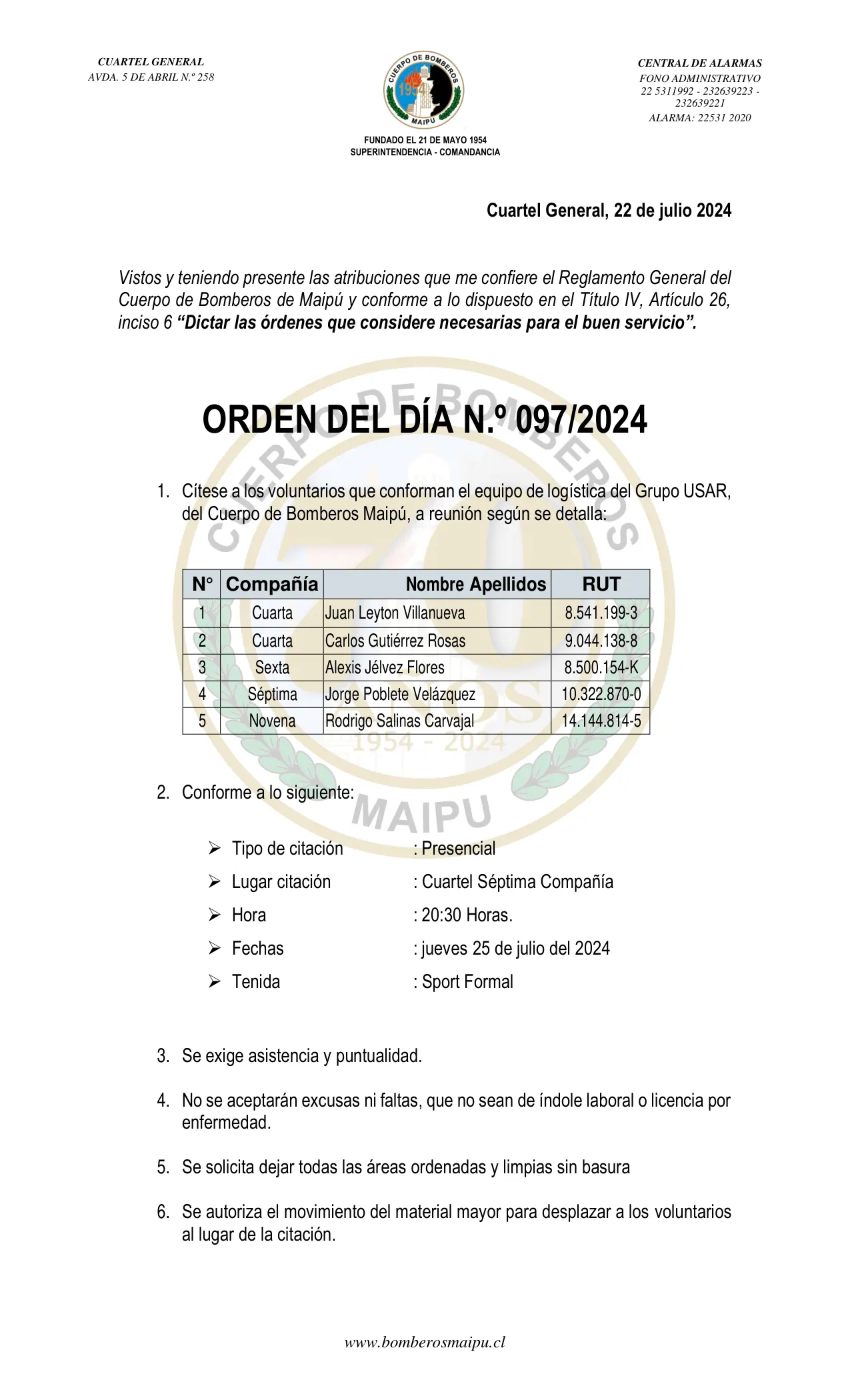 Página 1 de Orden del Día N° 97/2024