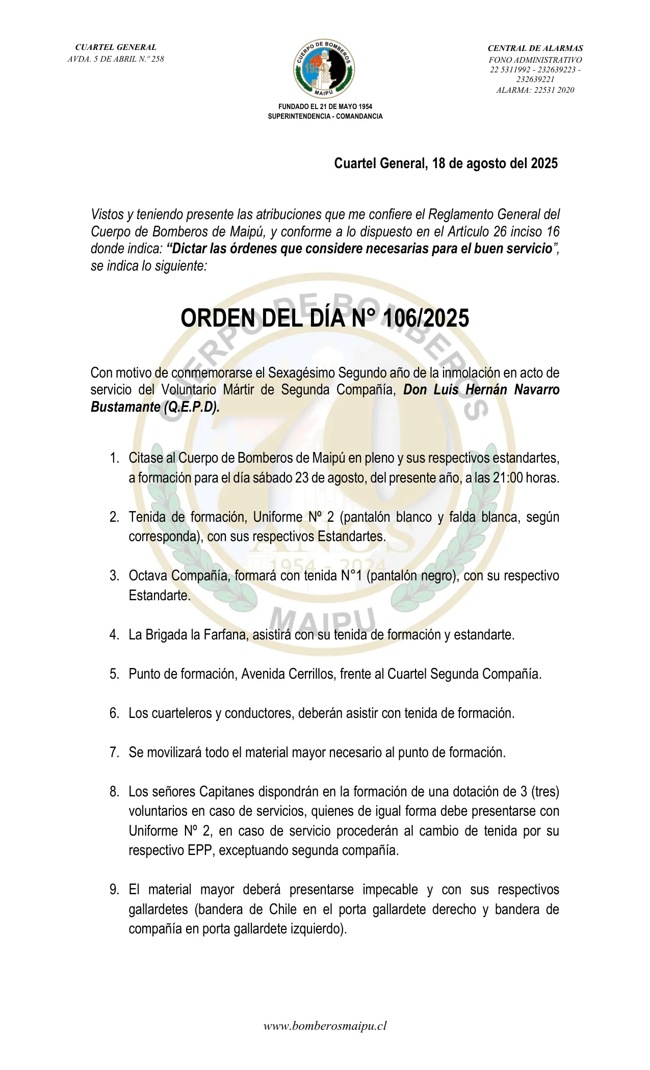 Orden del Día N° 106/2025