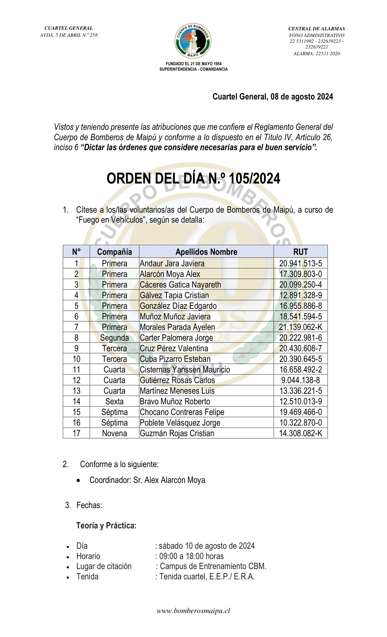 Página 1 de Orden del Día N° 105/2024