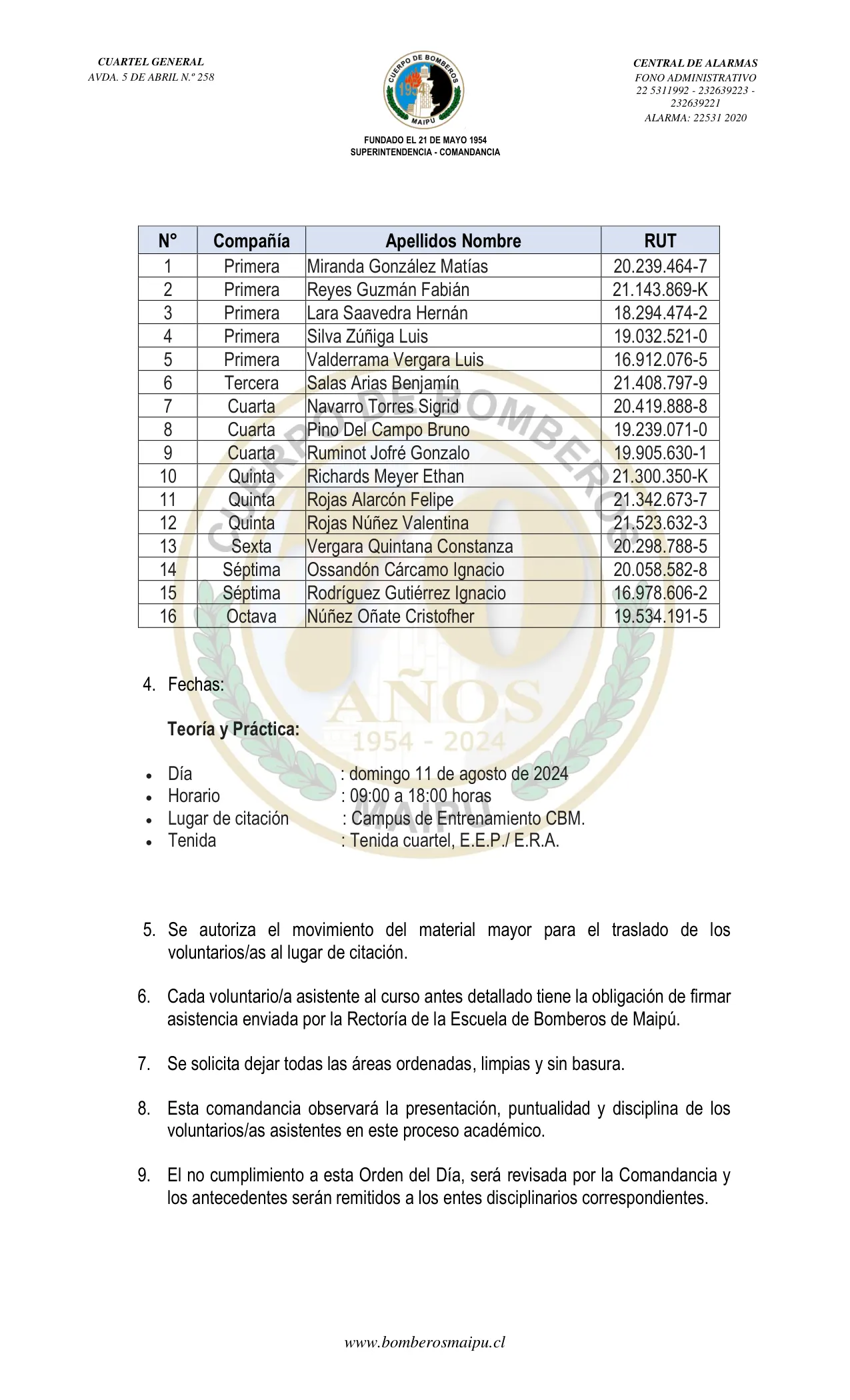Página 2 de Orden del Día N° 105/2024