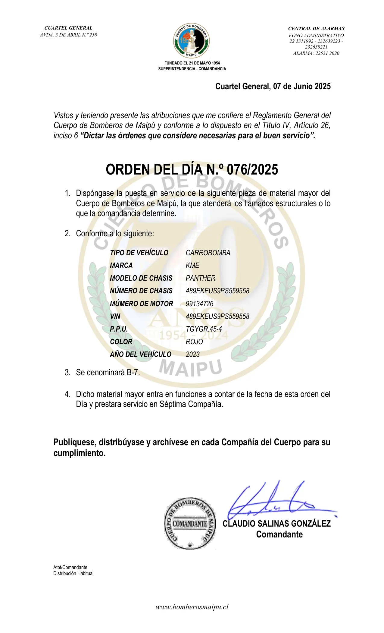 Orden del Día N° 76/2025
