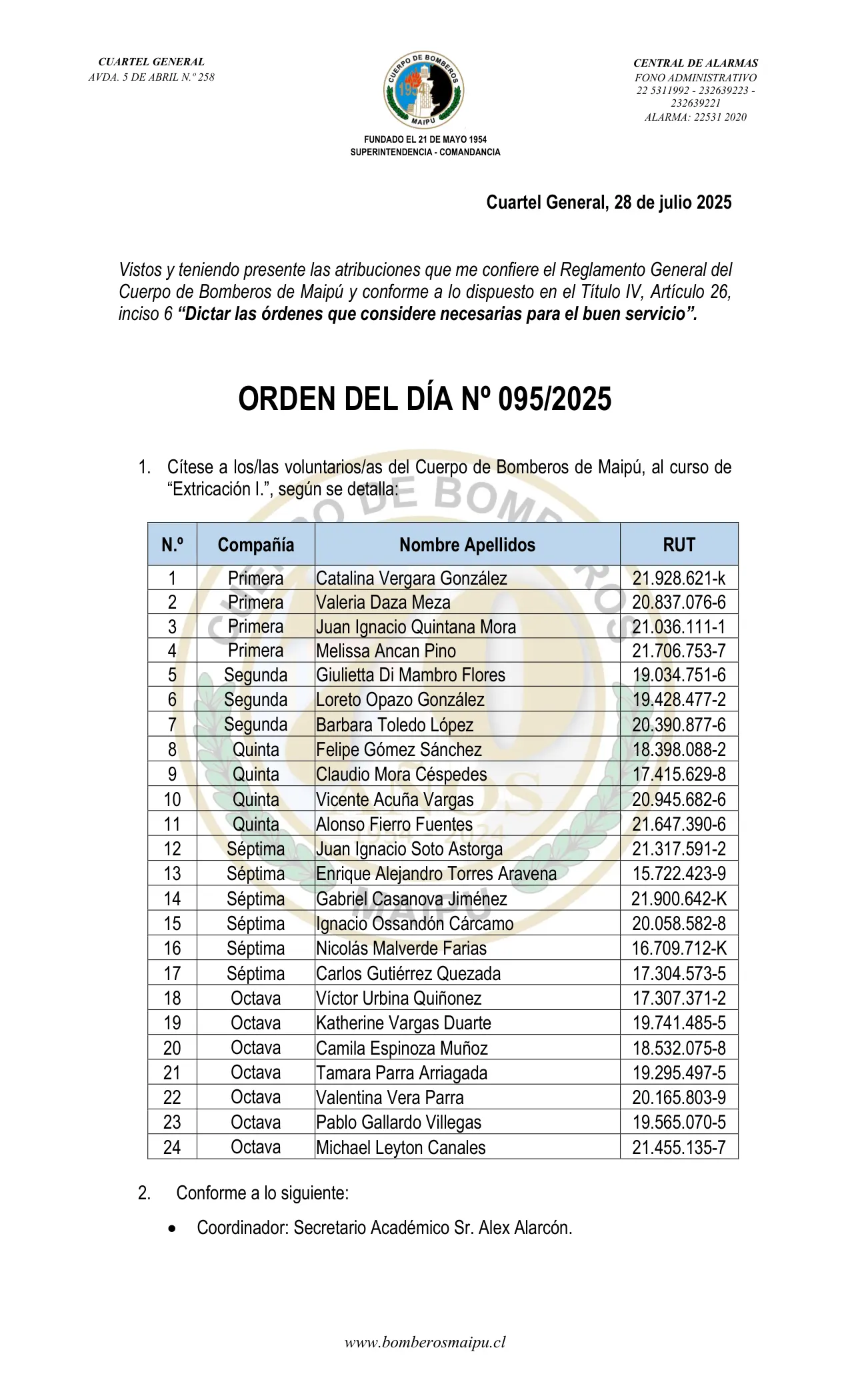 Orden del Día N° 95/2025