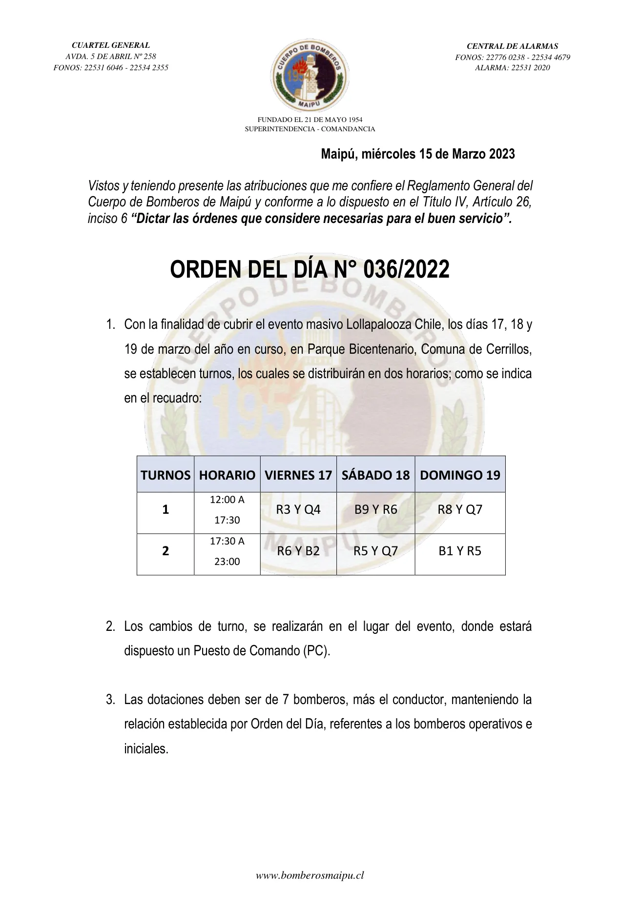 Página 1 de Orden del Día N° 36/2023