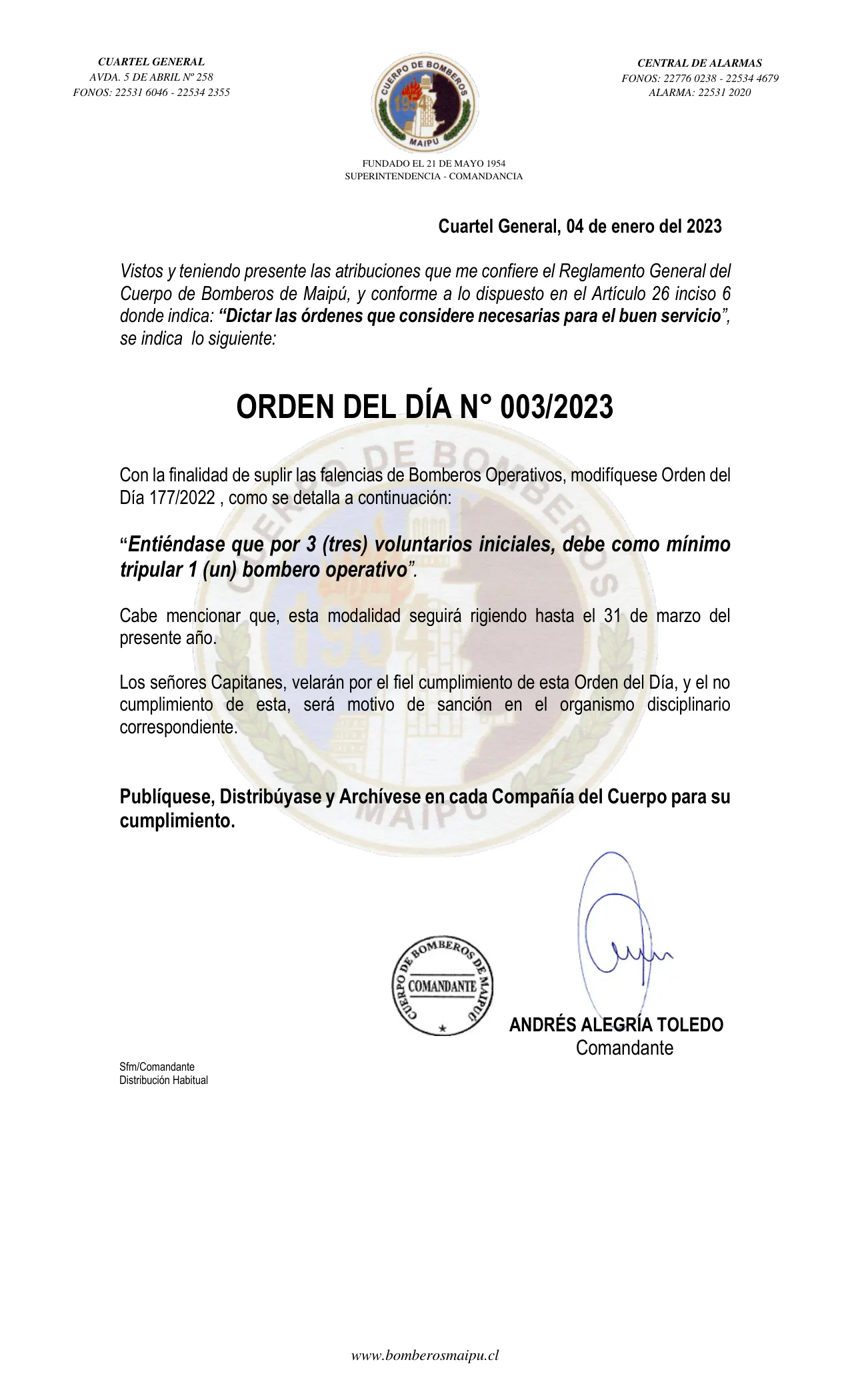 Página 1 de Orden del Día N° 3/2023