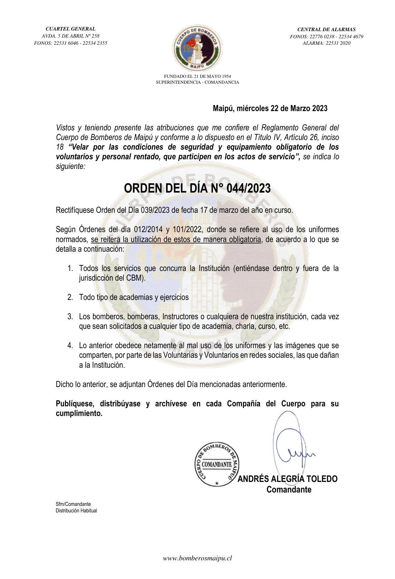 Página 1 de Orden del Día N° 44/2023