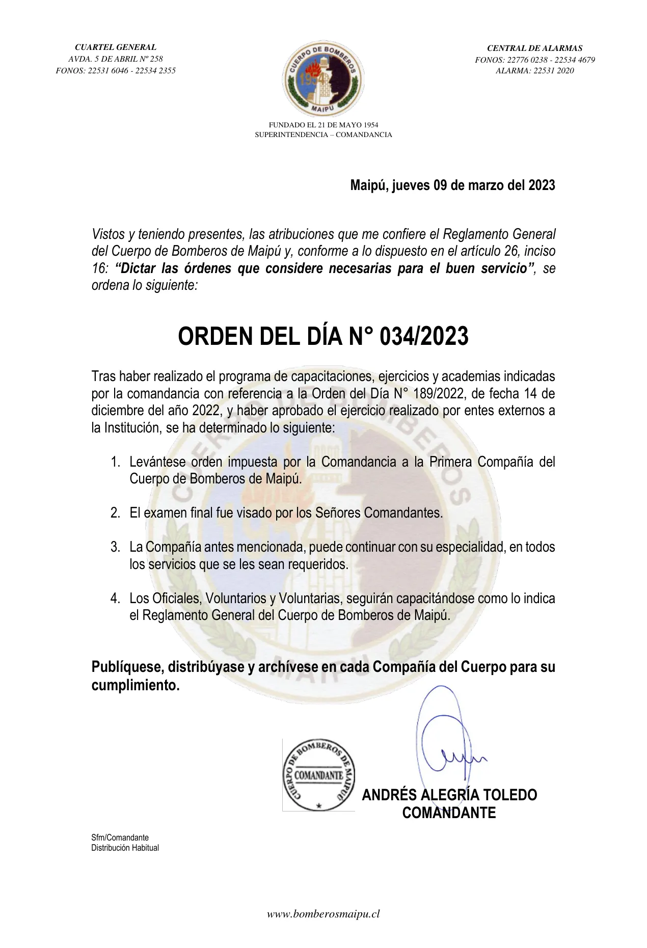 Página 1 de Orden del Día N° 34/2023
