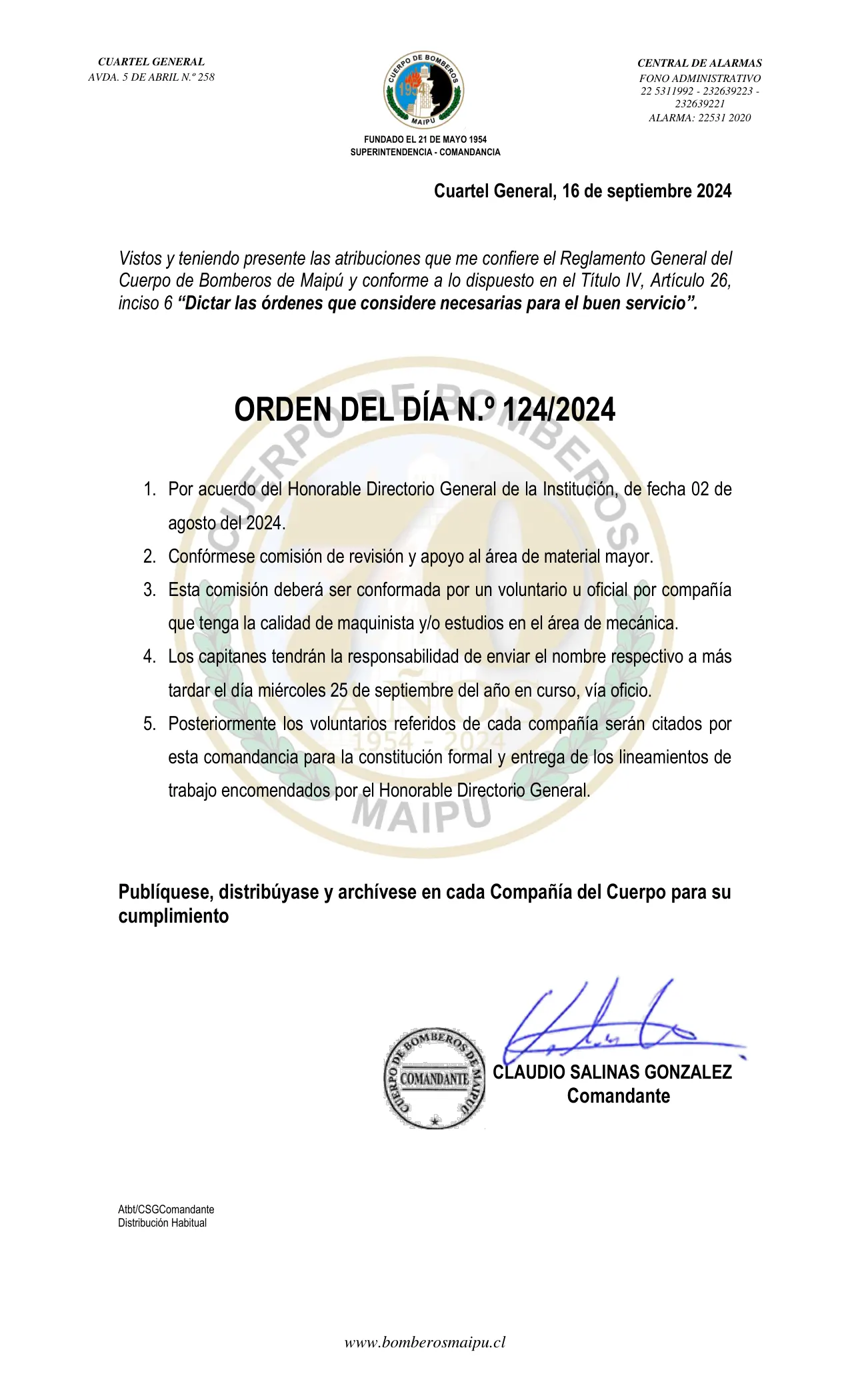 Página 1 de Orden del Día N° 124/2024