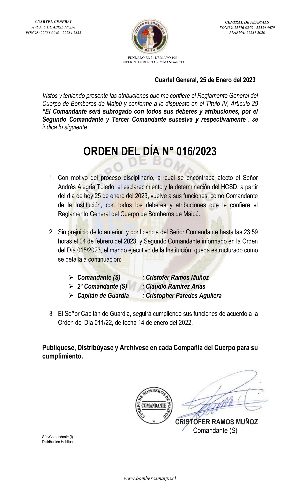 Página 1 de Orden del Día N° 16/2023