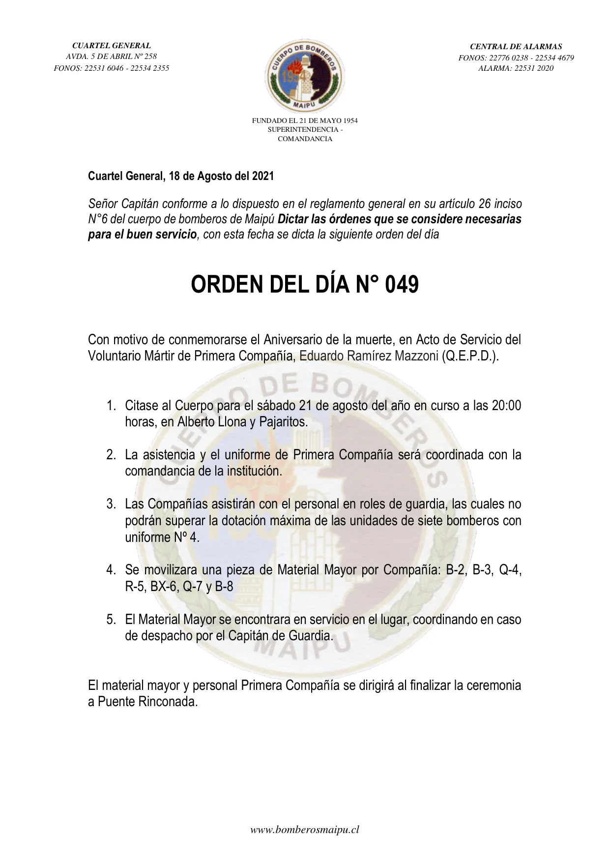 Página 1 de Orden del Día N° 49/2021