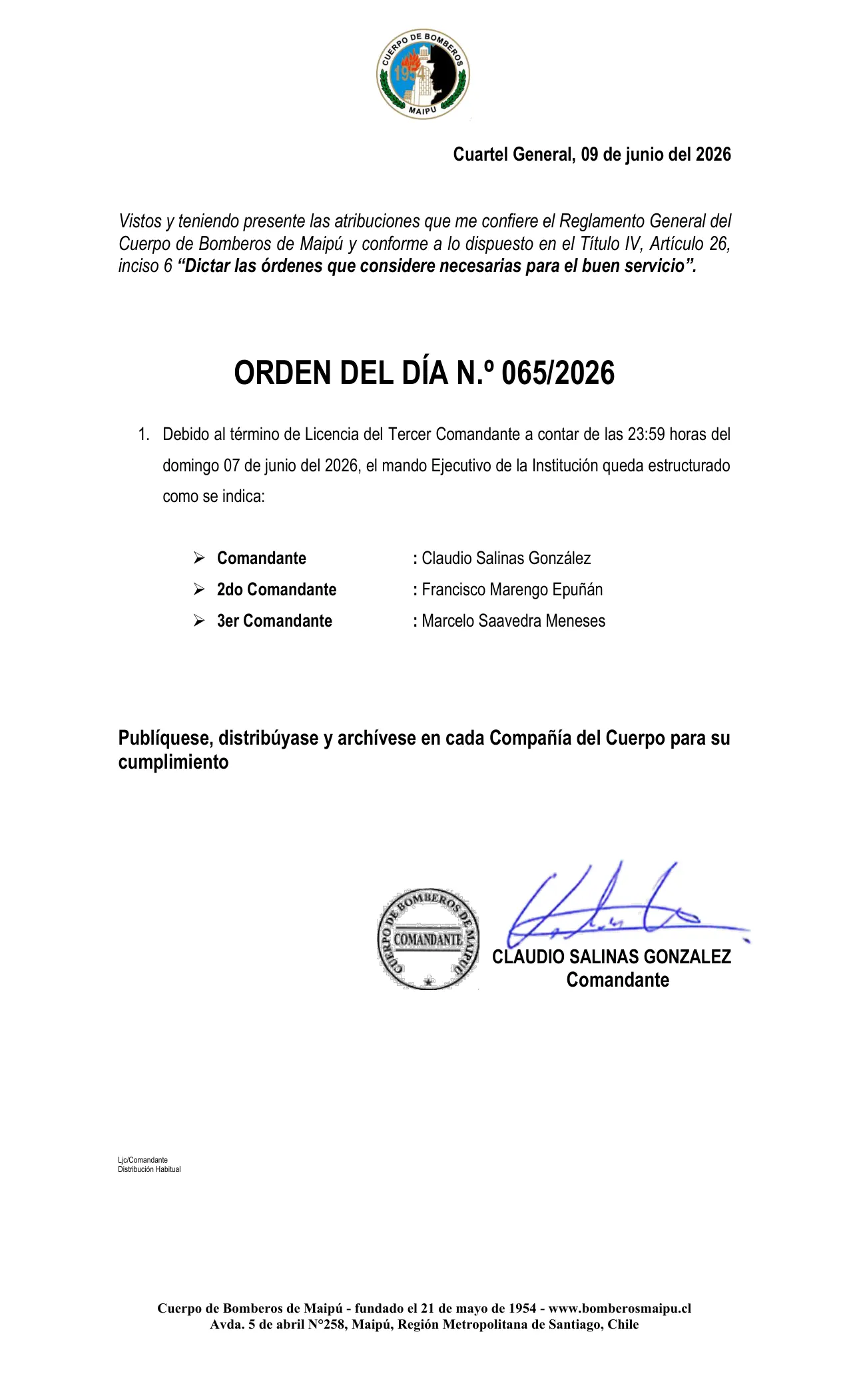 Página 1 de Orden del Día N° 65/2026