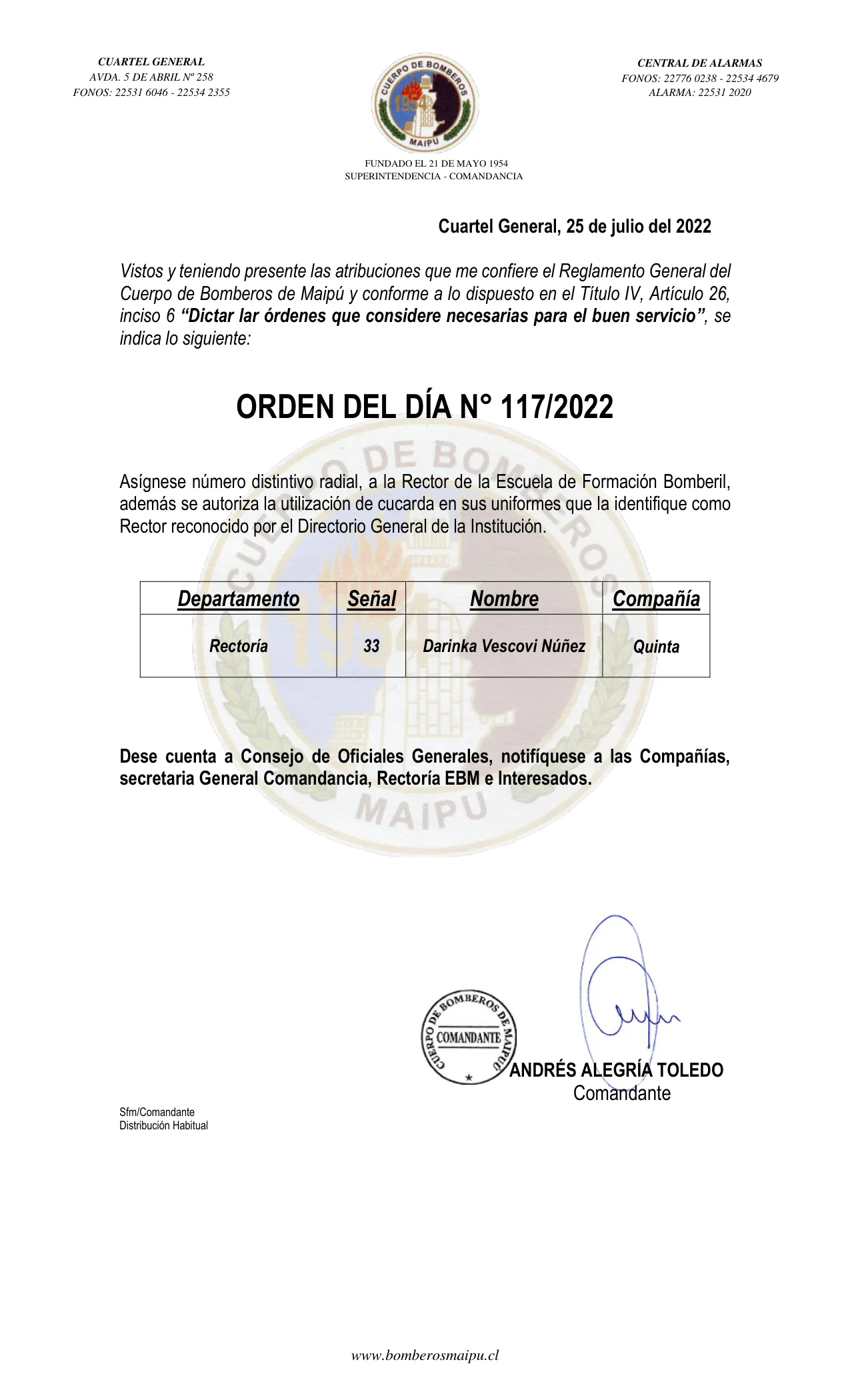 Página 1 de Orden del Día N° 117/2023